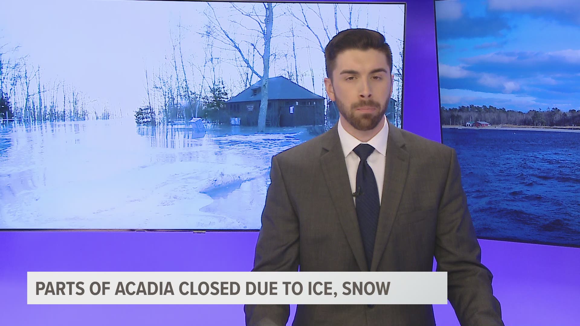 Parts of Acadia National Park remain close due to snow and ice conditions.