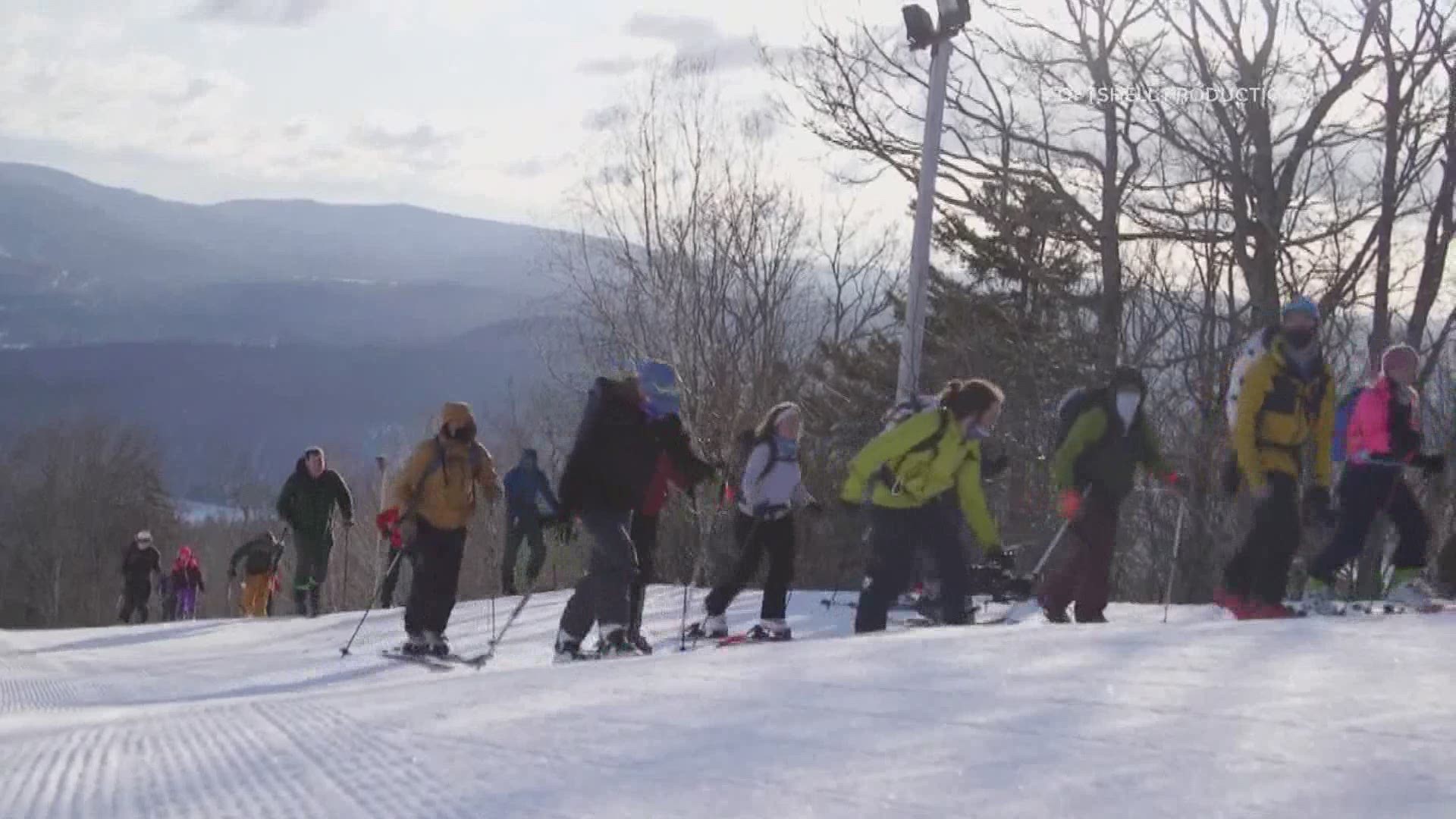 Ski touring, or "skinning", is a combination between traditional downhill skiing and cross country uphill skiing; and it's popularity is growing in Maine.