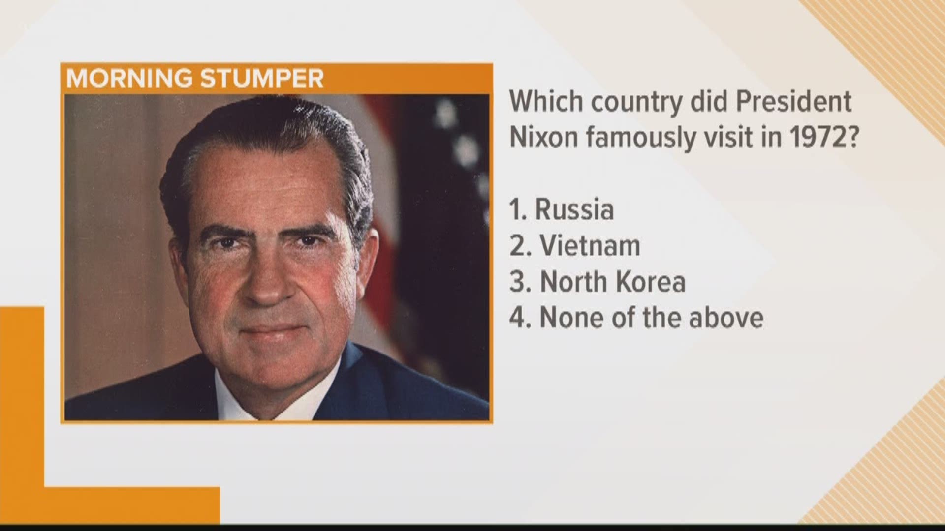 For today's stumper we asked: Which country did Nixon famously visit?