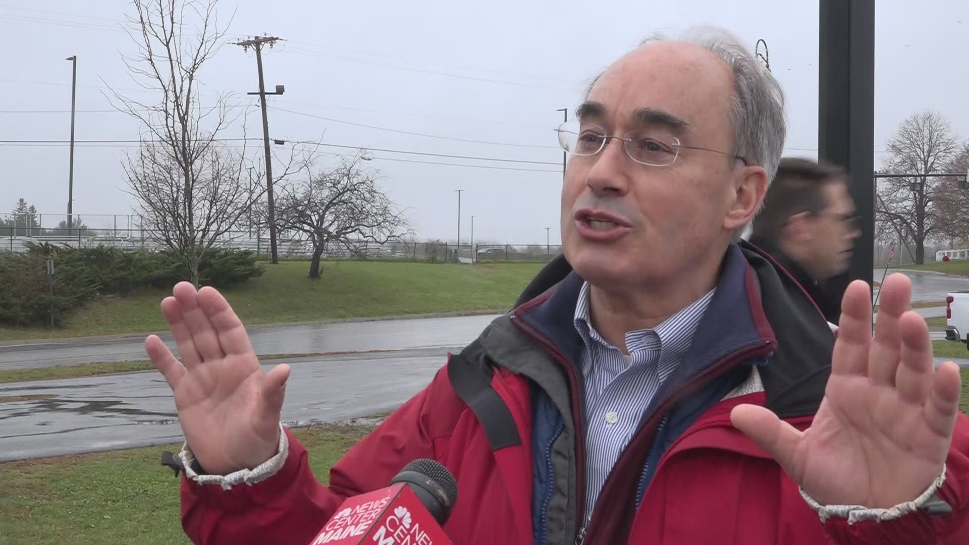 Bruce Poliquin is at polling places hoping to hold to his Second District Congressional Seat