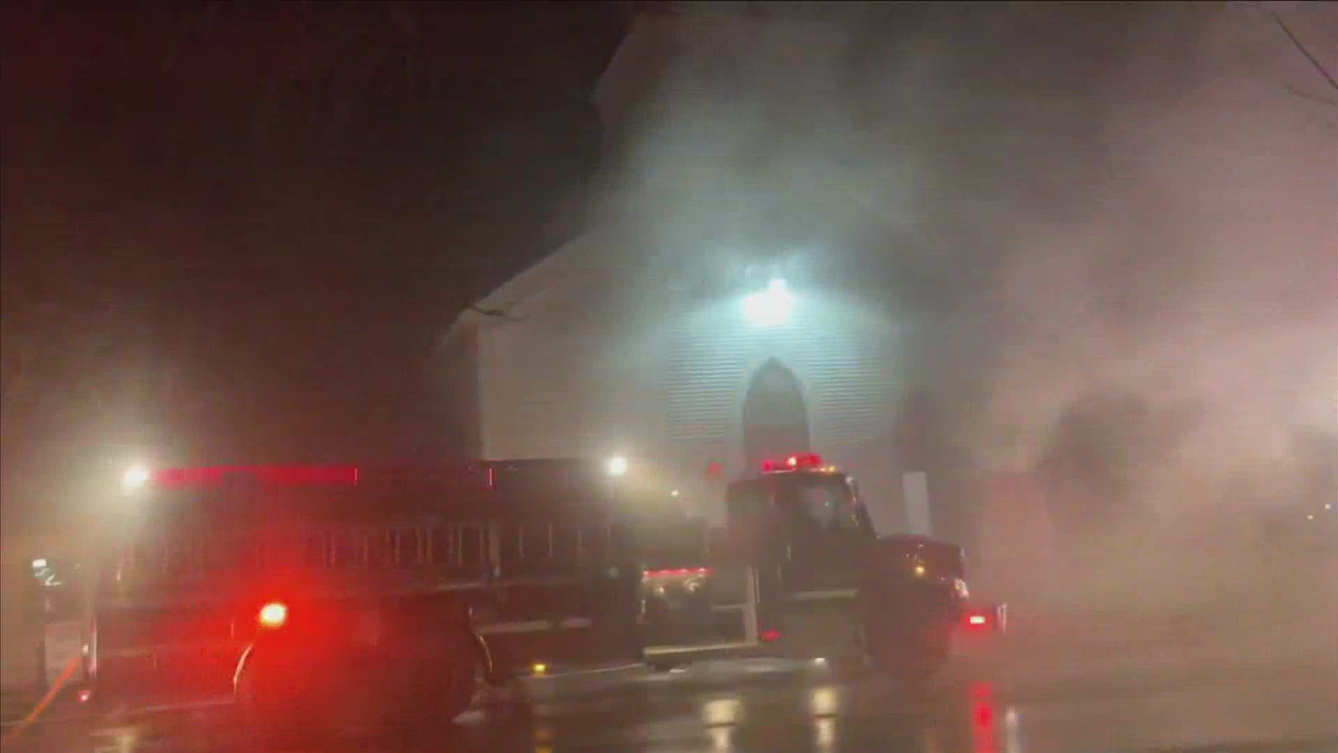 Firefighters battled a three-alarm fire at a church in unity.