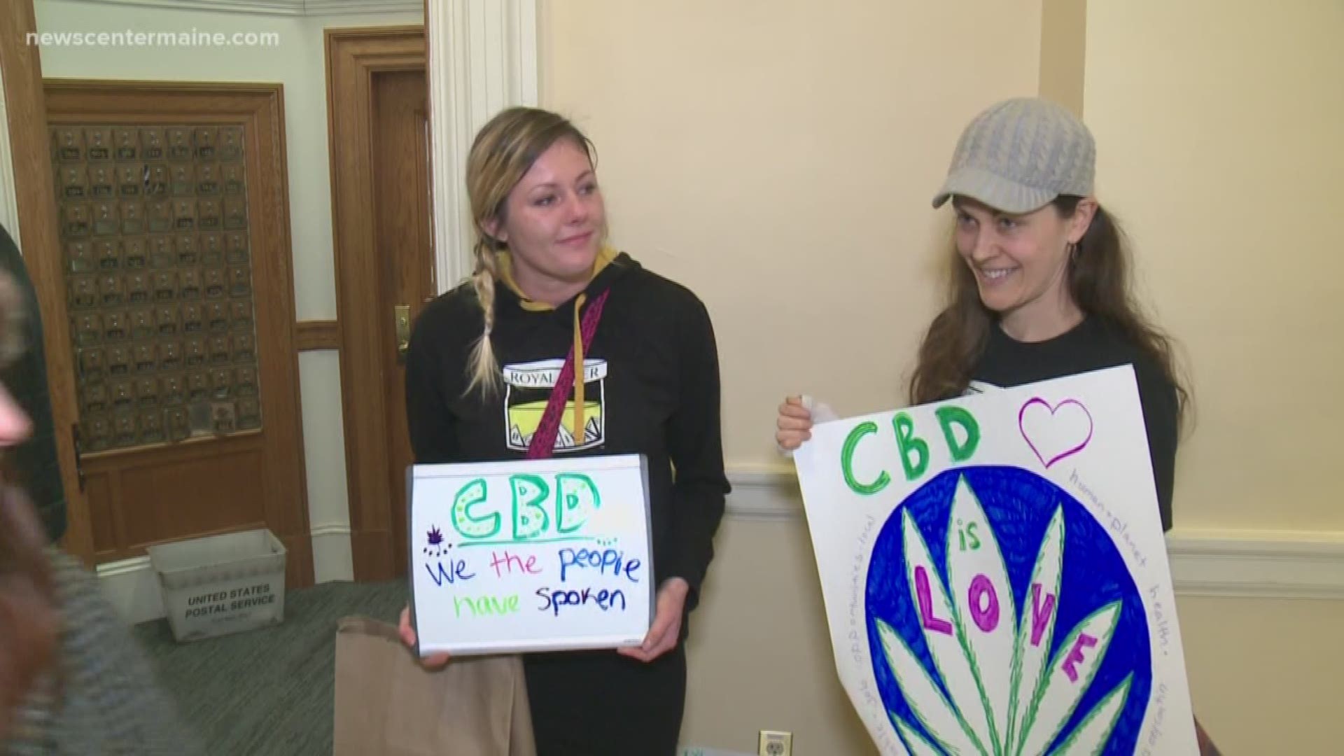 Protesters gathered at the Maine State House Tuesday to demand their rights to use and sell CBD, an oil found in hemp.