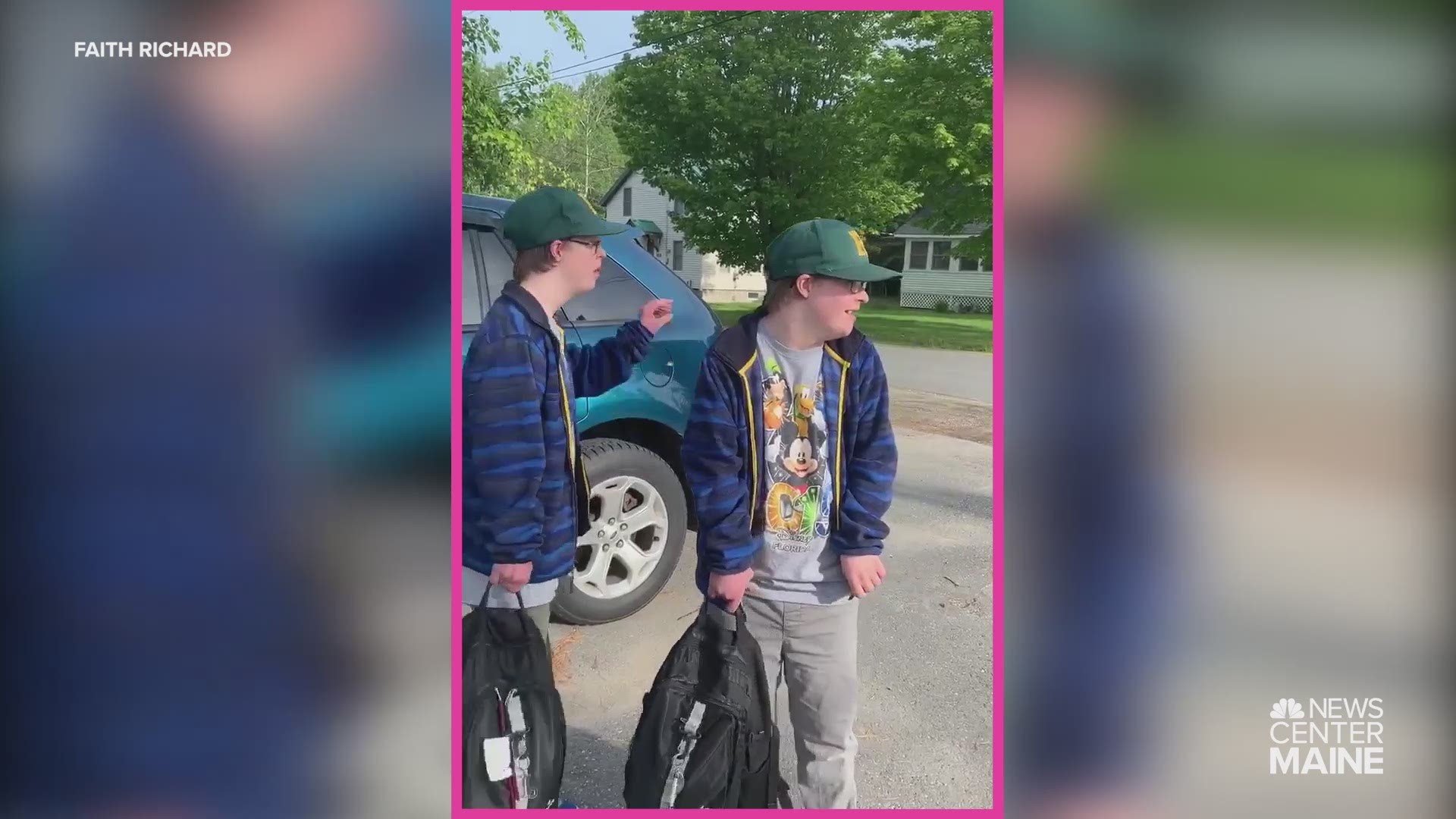 Rangeley twins Gabe and Jared Richard get ride to school in fire truck