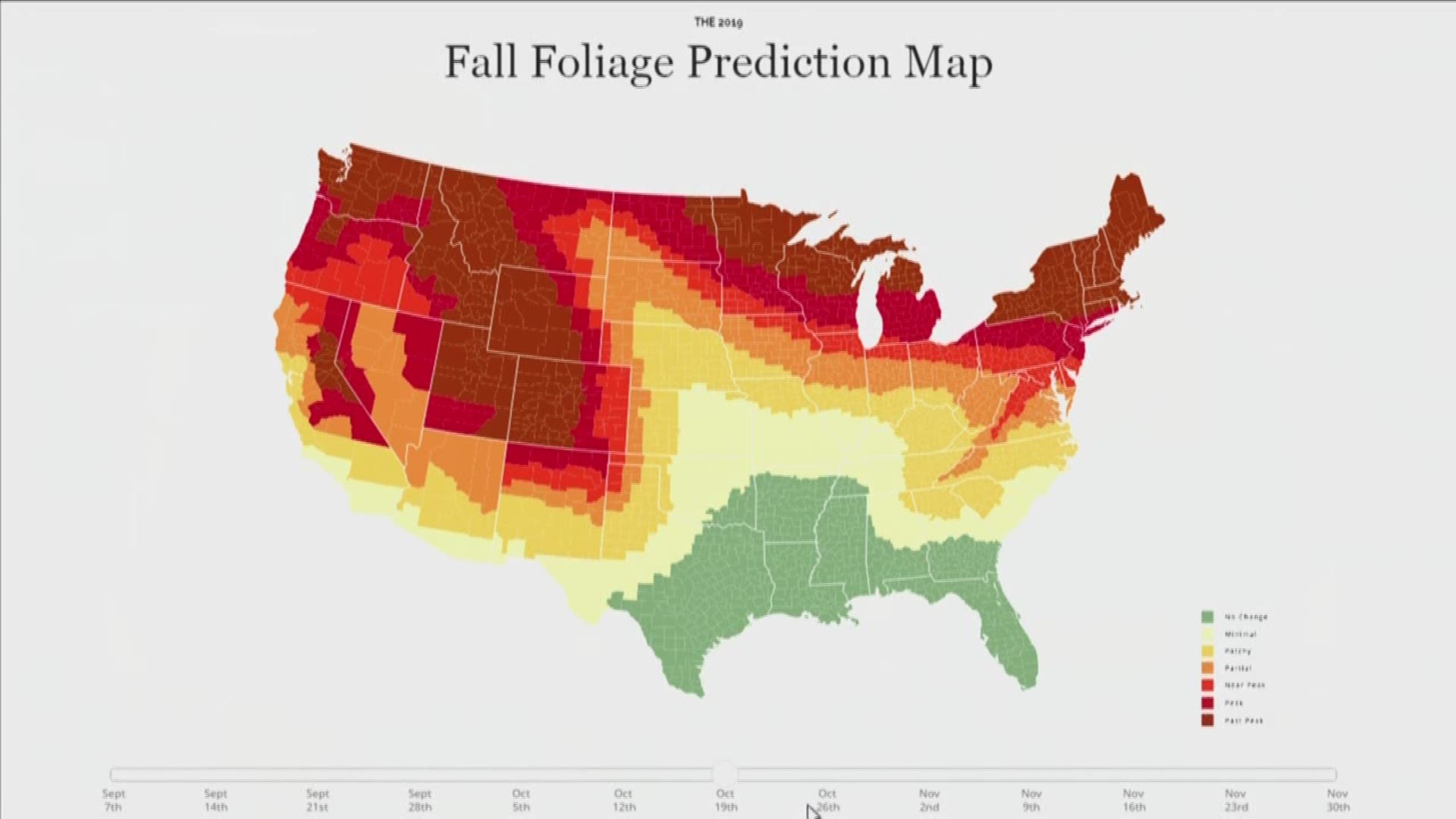 Fall foliage prediction map shows timing of leaf changes