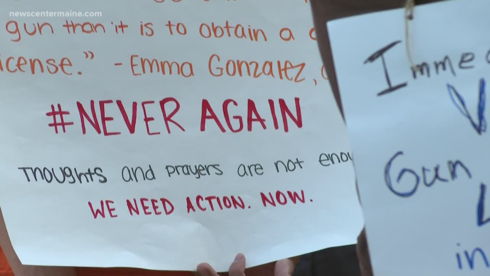 Dozens of people gathered at Portland's City Hall Thursday to protest after lass weekend's mass shootings in El Paso and Dayton.
