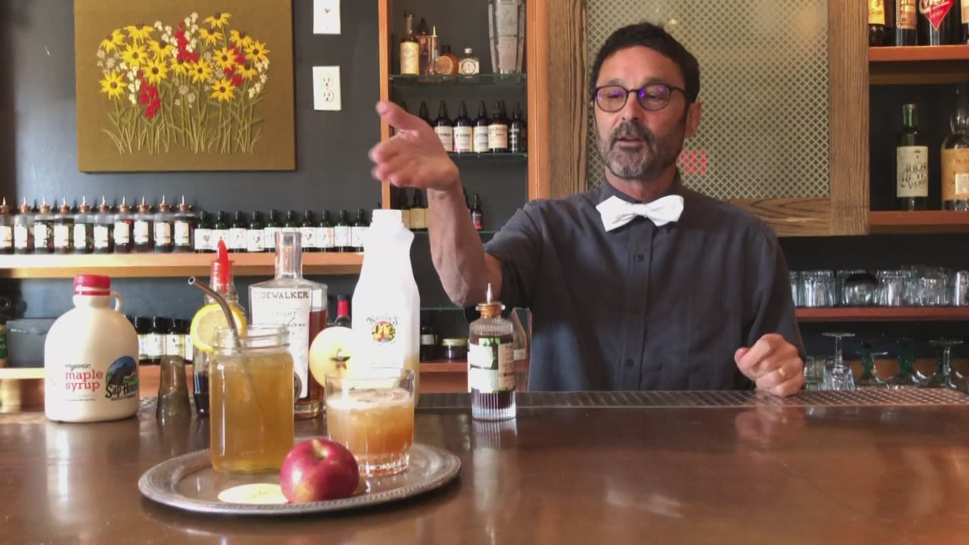 Steve Corman with Vena's Fizz House in Portland mixes up an 'Apple Smash' and 'Maine Maple Fire.'