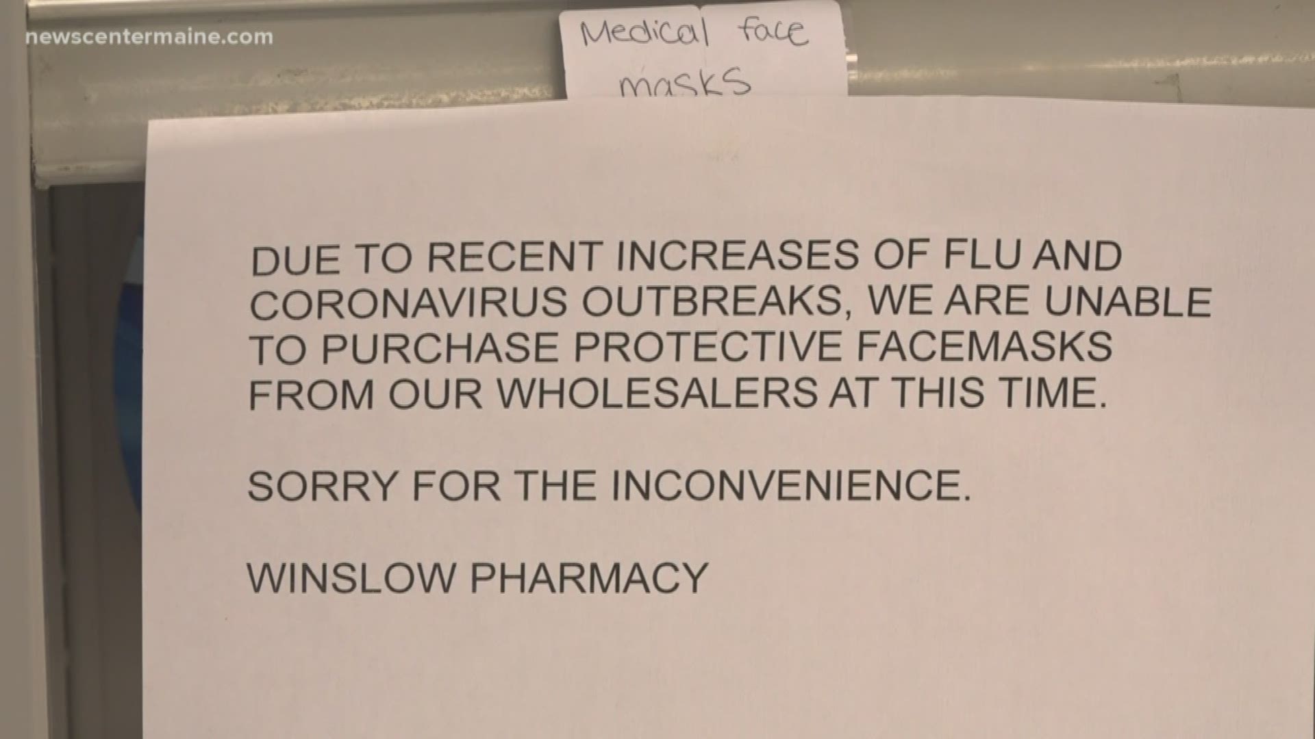 Shortage of medical face masks at pharmacies
