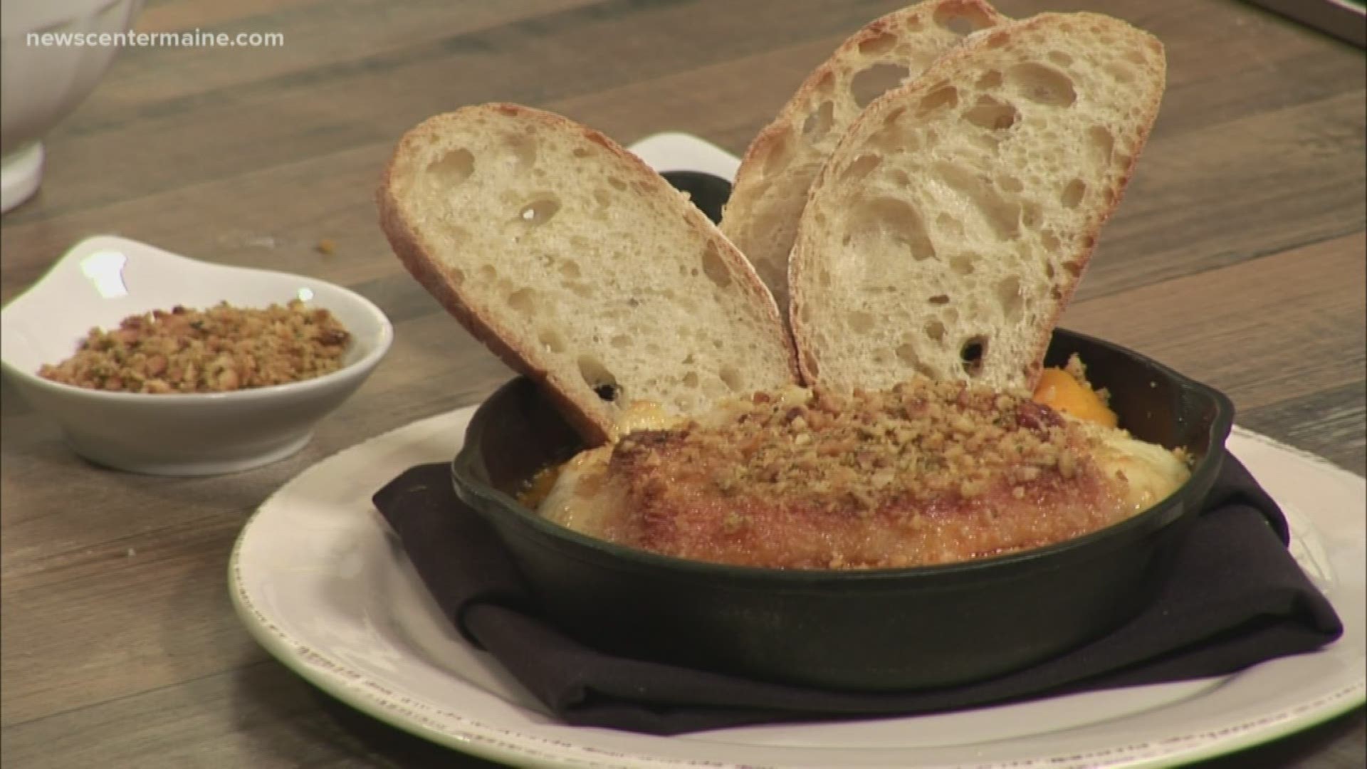 Chef Daron Goldstein from Provender Kitchen + Bar in Ellsworth prepares one of his most popular dishes.