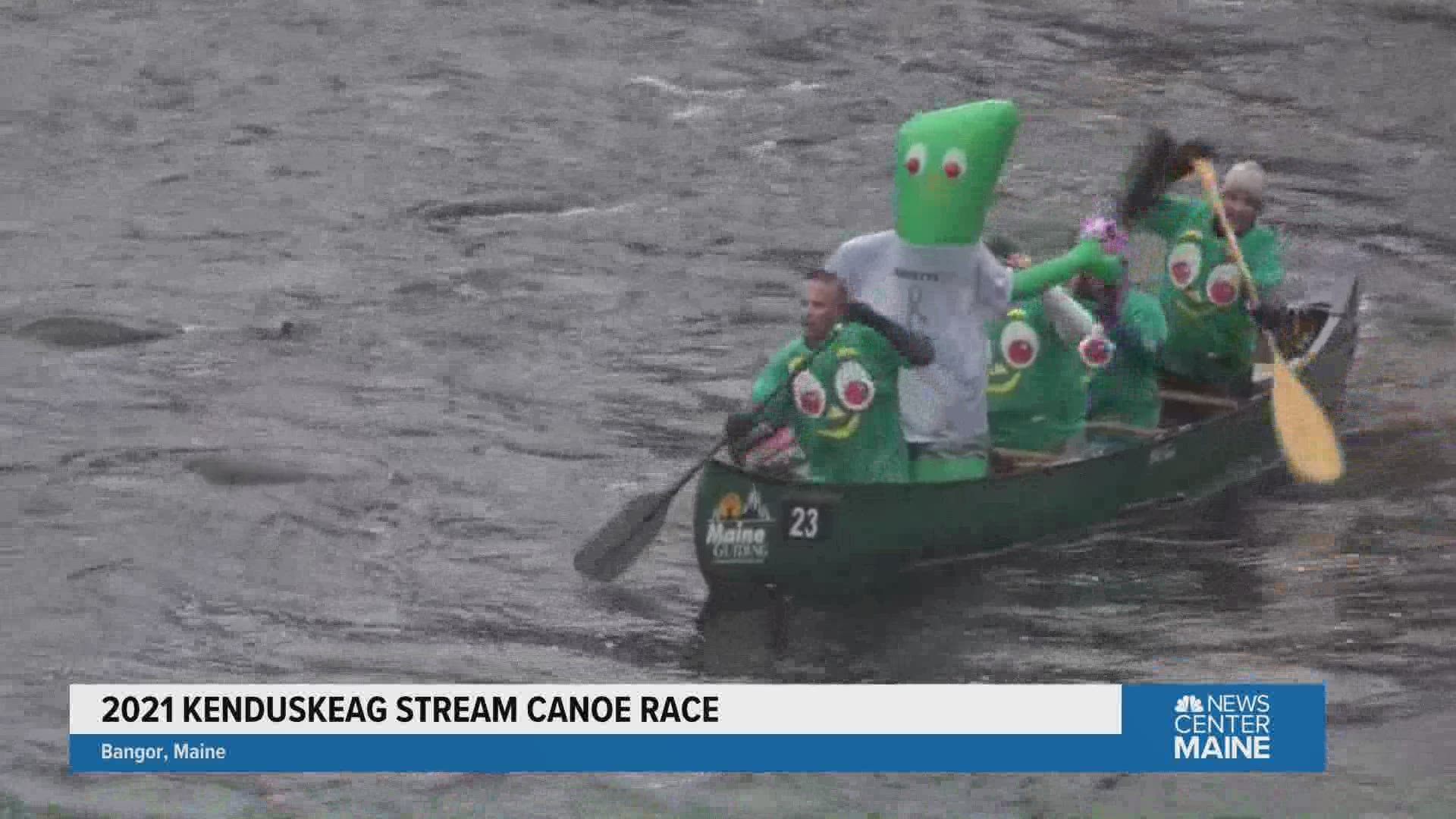 One of the returning canoes for the Kenduskeag Stream Canoe Race is always a fan favorite. GUMBY!