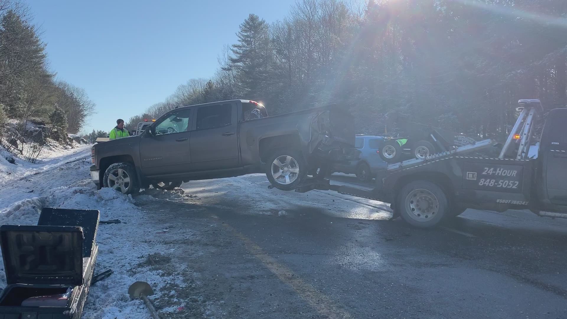 A car crash pileup involving about 30 cars, left many injured, according to Maine State Police.