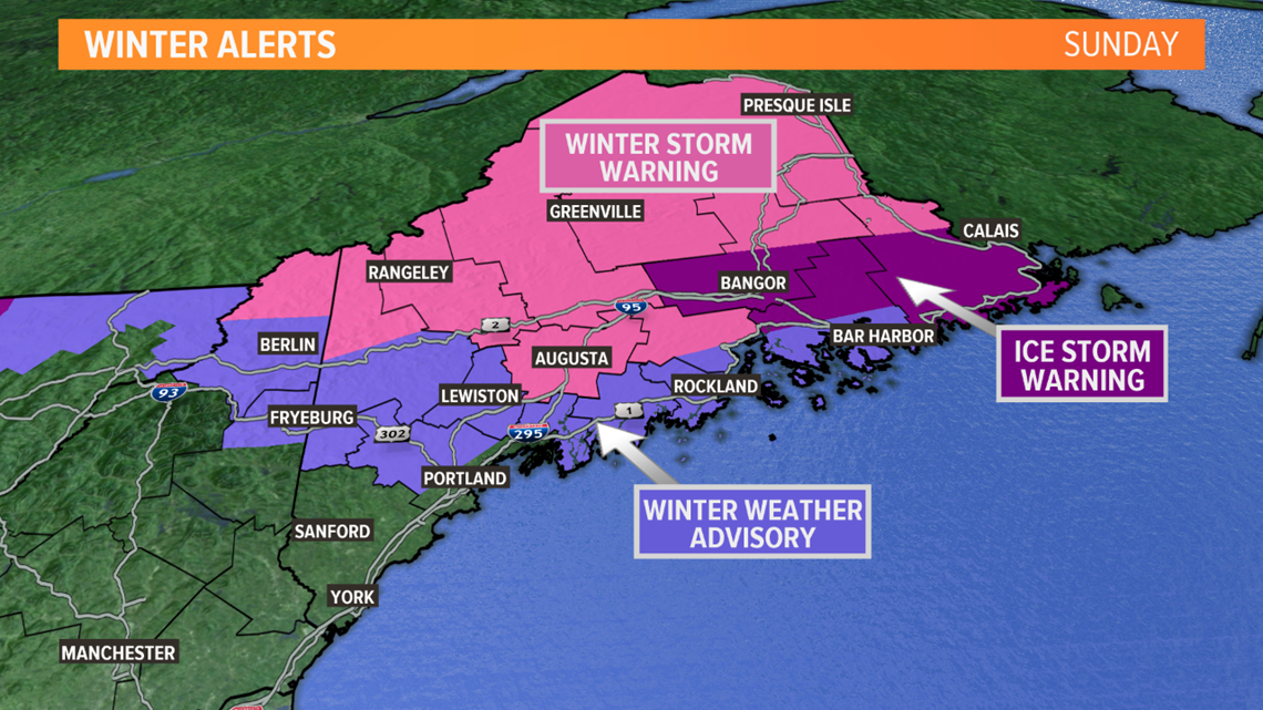 Power outages from ice storm possible in Maine Sunday ...