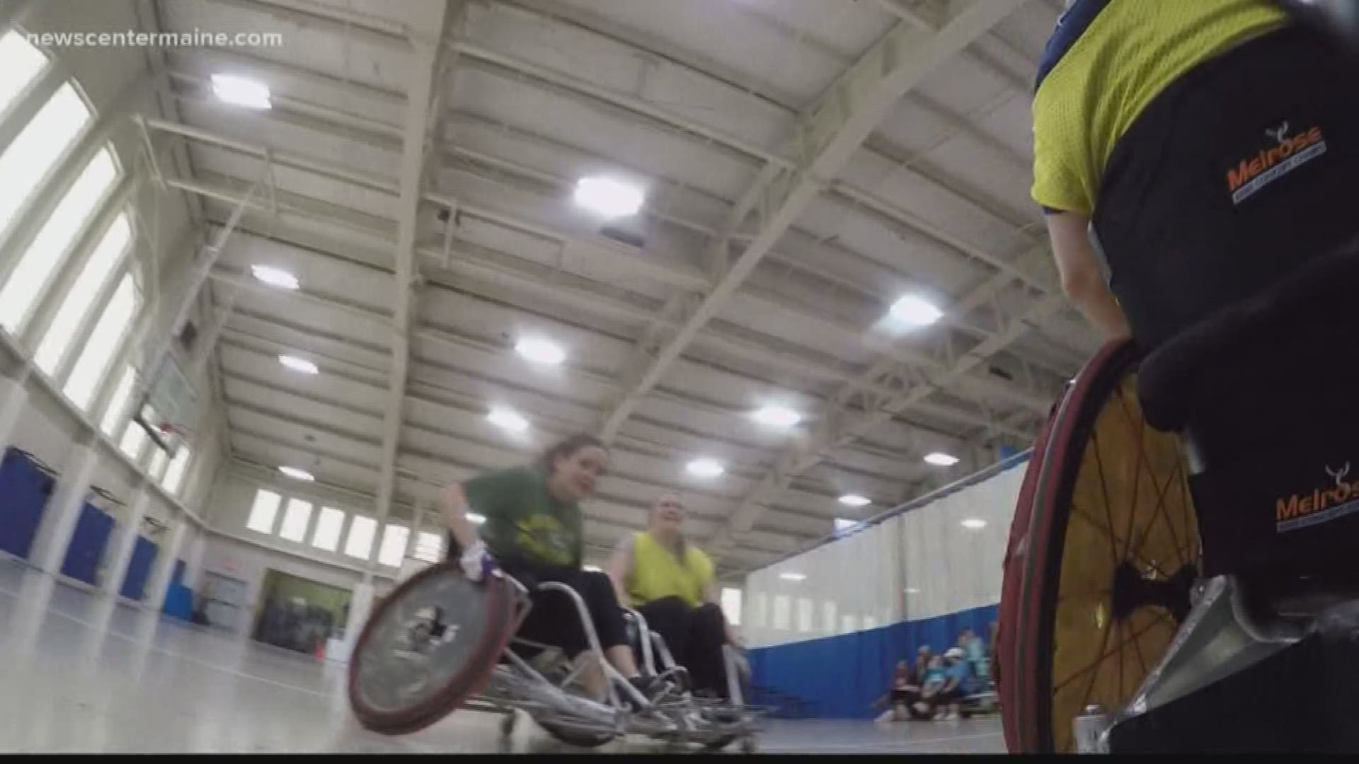 UNE students play Quad Rugby with the Northeast Passage Wildcats