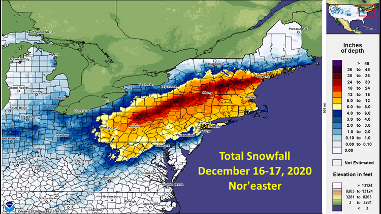 Maine Snow Depth Map What Worked, What Didn't For December Forecast Of Maine Snowstorm |  Newscentermaine.com