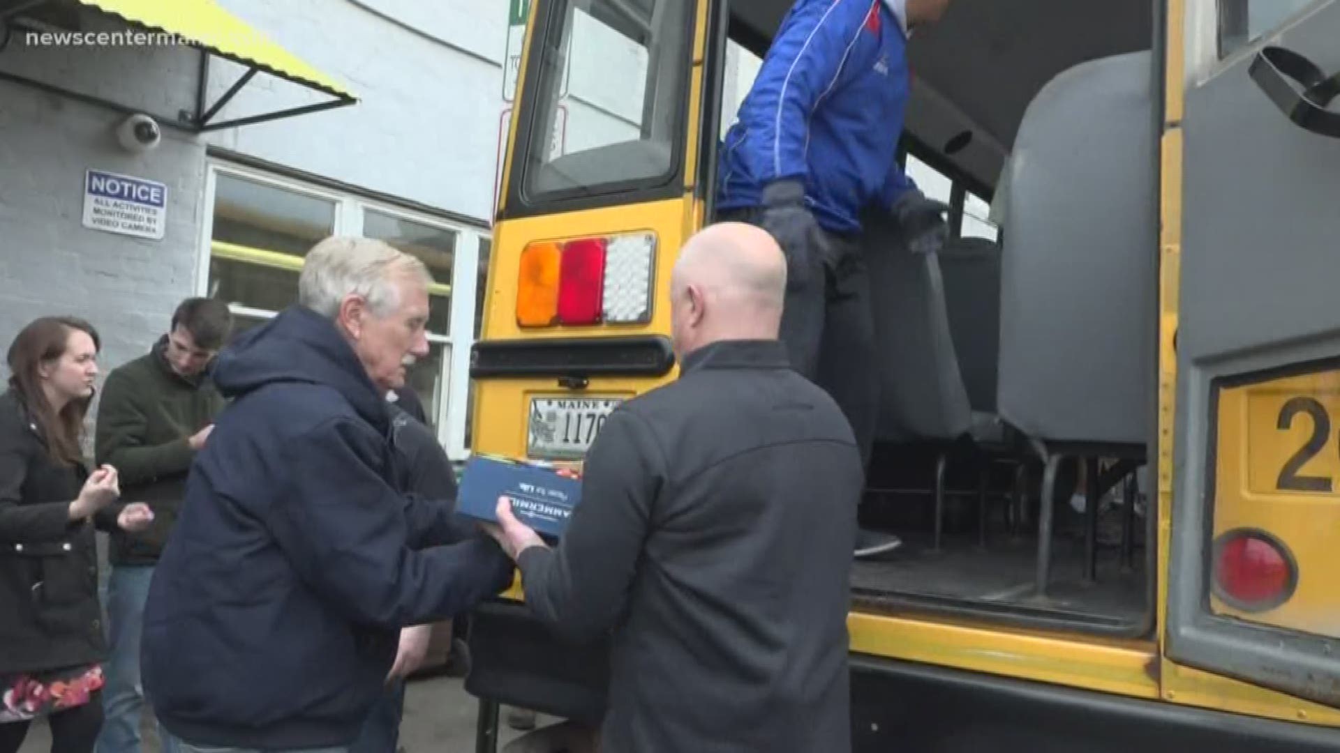 Maine's own Senator Angus joined volunteers in Portland Wednesday, for the 14th annual 'Stuff the Bus' food drive.