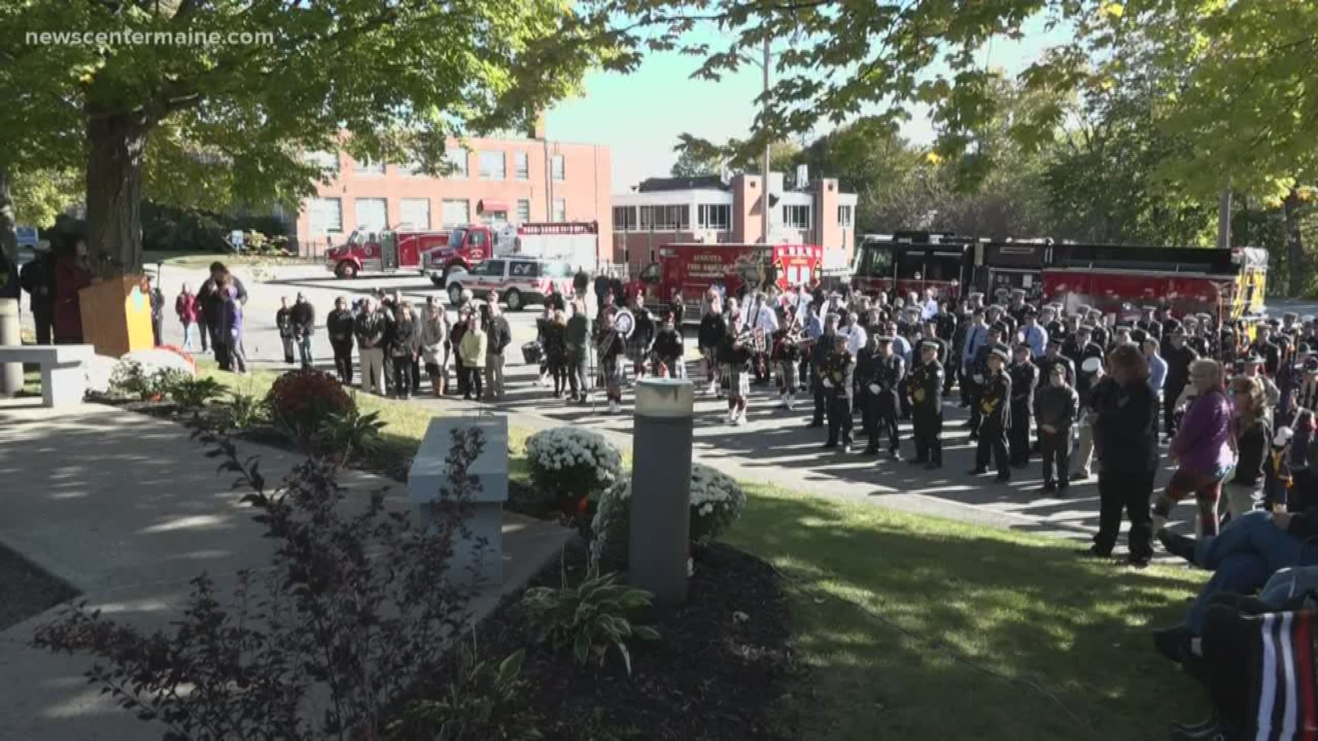 Firefighters, family, and friends came to the Maine Firefighters Memorial Service in Augusta to honor lives lost of fallen firefighters.