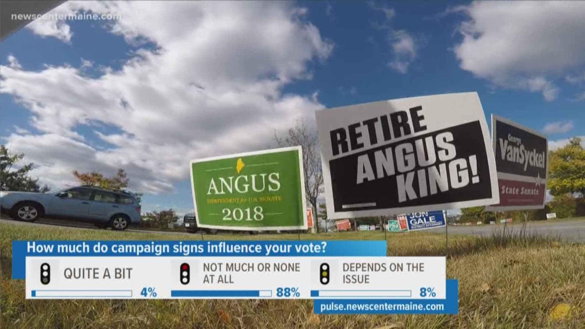 If you've been outside lately you've probably seen these -- campaign signs galore. They are everywhere and guess what -- there's a new stake in the ground -- pun intended -- with negative signs