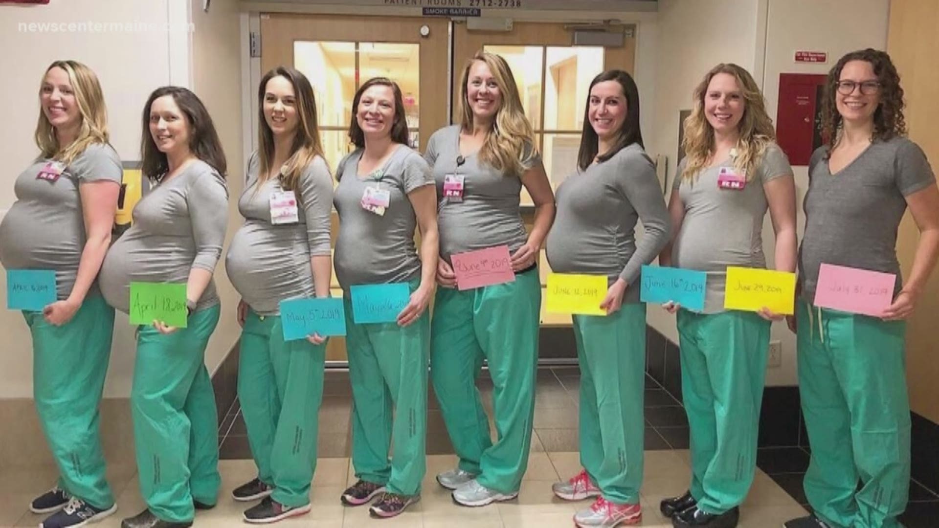 Nine nurses are pregnant at the same time at Maine Medical Center.