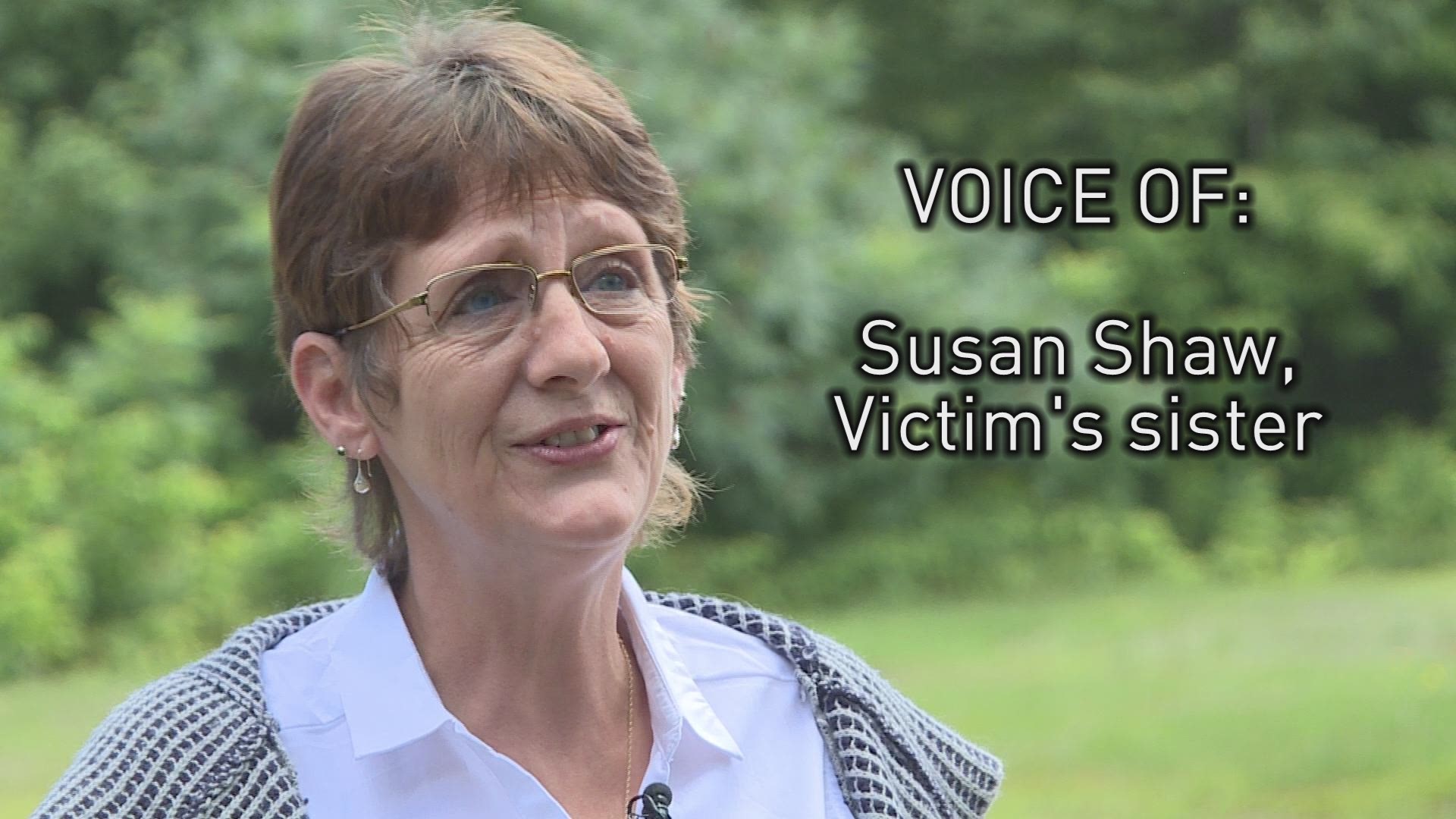 Susan Shaw reacts to word two people were arrested in connection with her sister's murder.