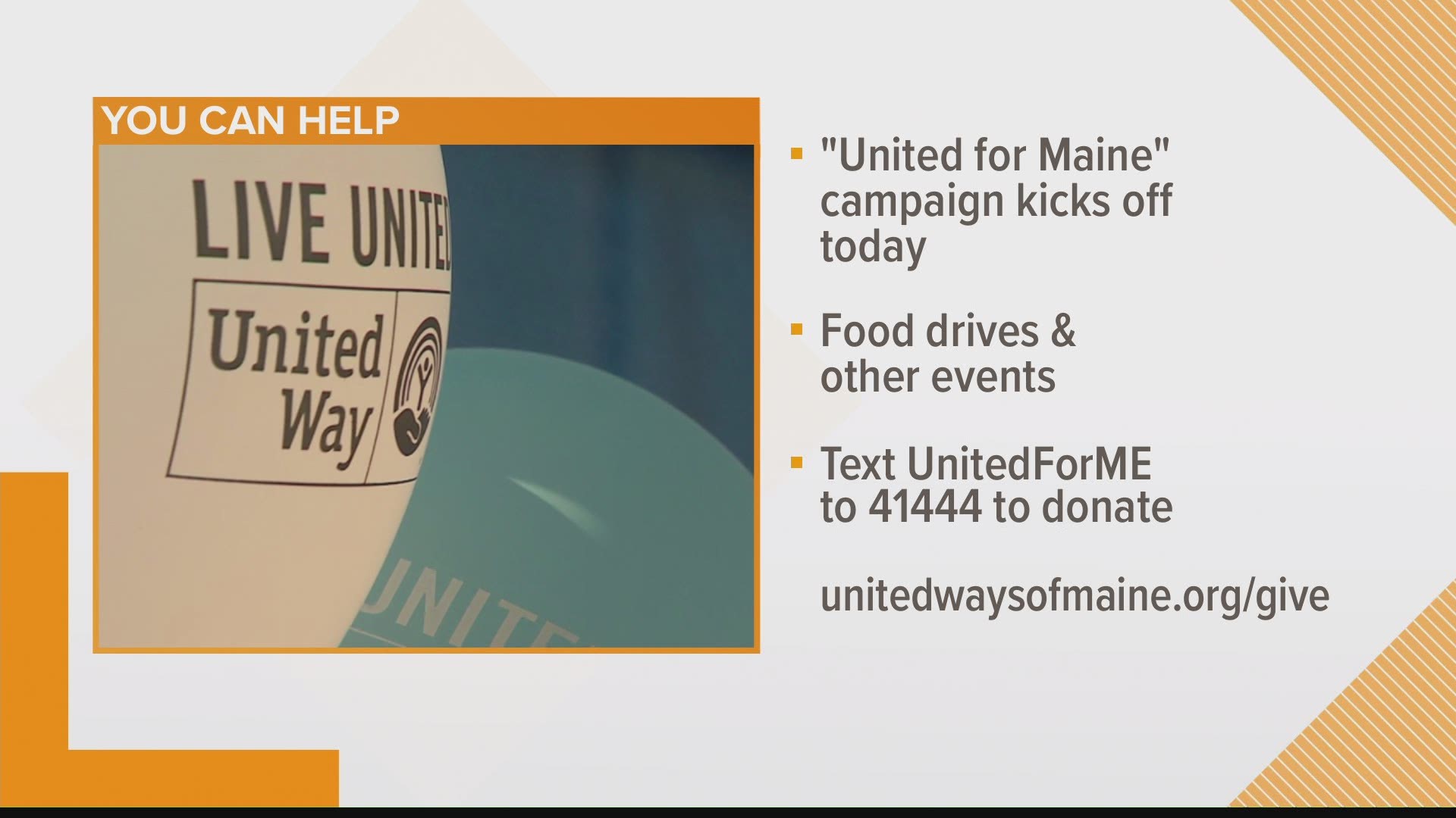 All nine United Way chapters in Maine are holding food drives and other events this week