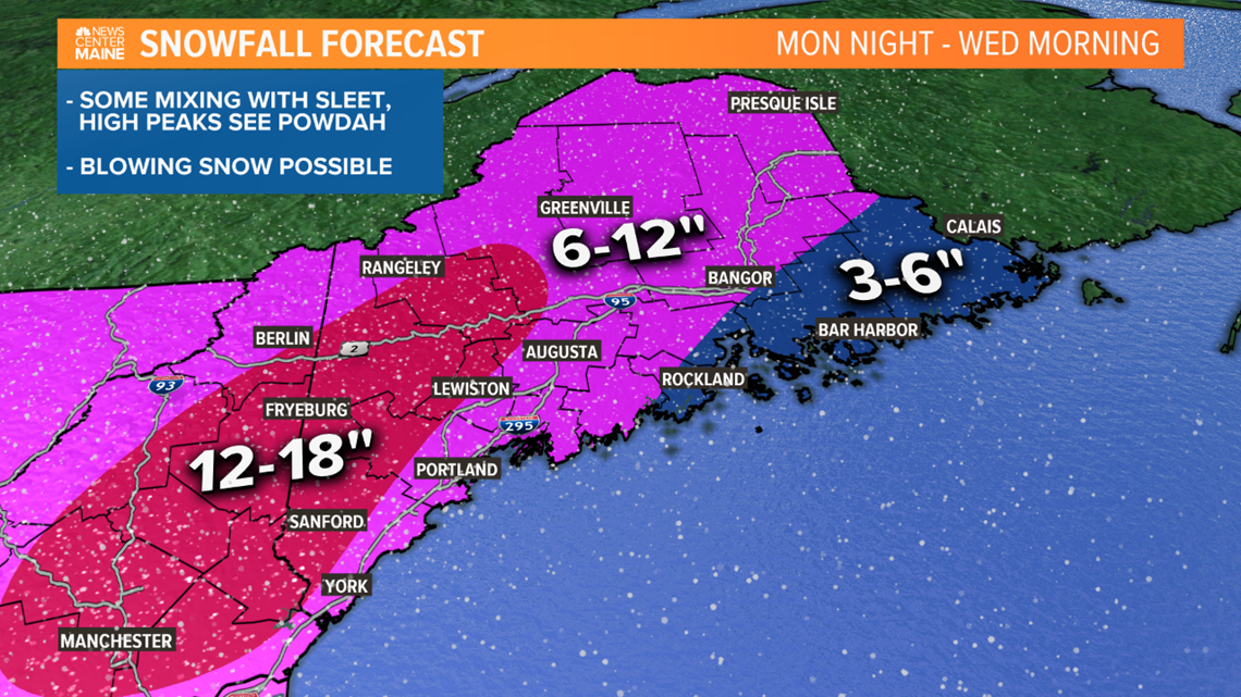 Nor'easter moves into Maine this evening