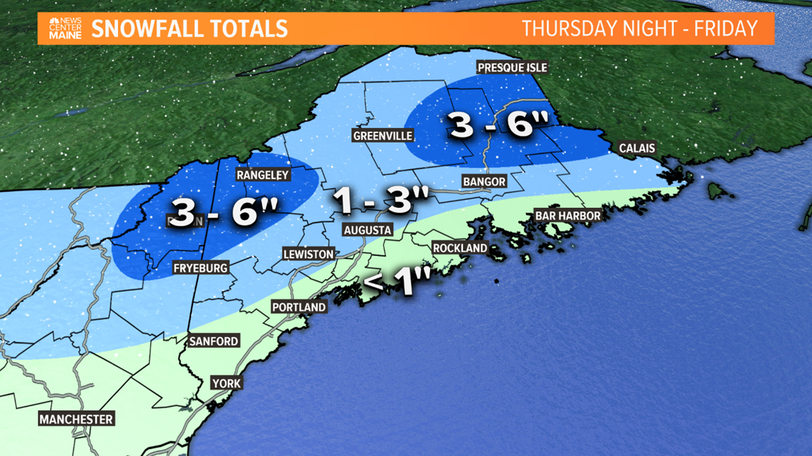 First snow of the season for Maine to end the week