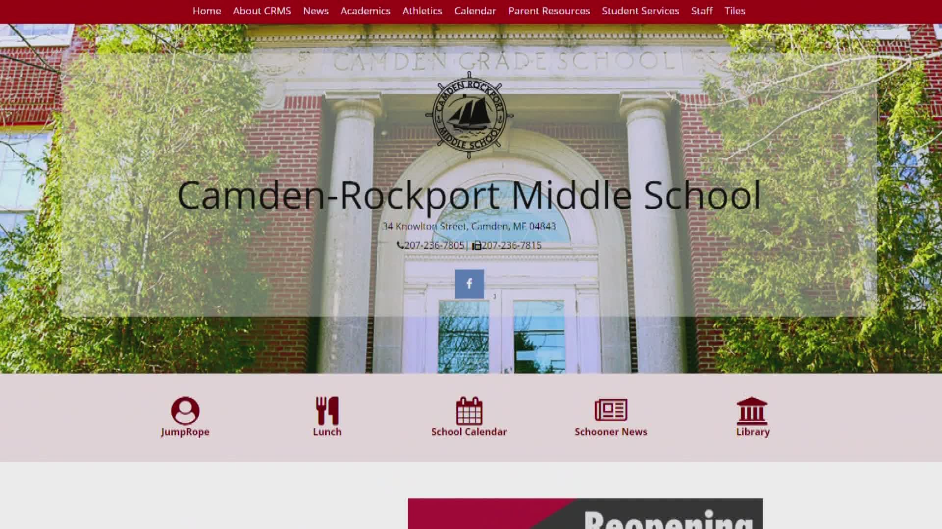 A person affiliated with the Camden-Rockport Middle School has tested positive for COVID-19.