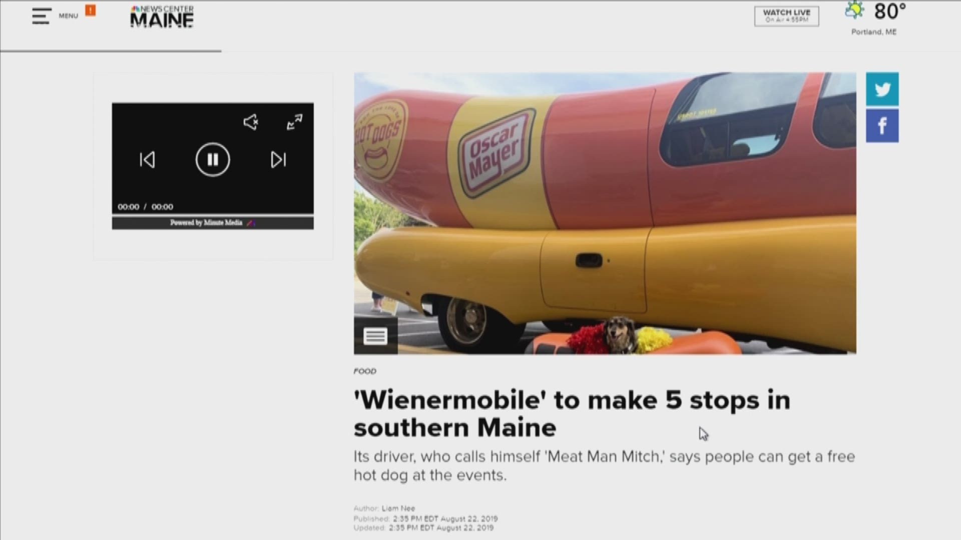 The Oscar Mayer hot-dog-on-wheels will be stopping in Cumberland, York, Androscoggin, and Oxford counties this weekend.