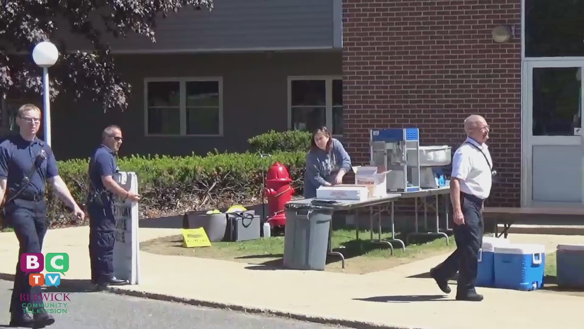 First footage taken in 2017 at the Fire Department “Safety Day” events.  The remaining footage was taken in 2018 at the Summer Recreation program.  The Fire Dept. brings the truck over for children to check out and then hose them down in the court yard.