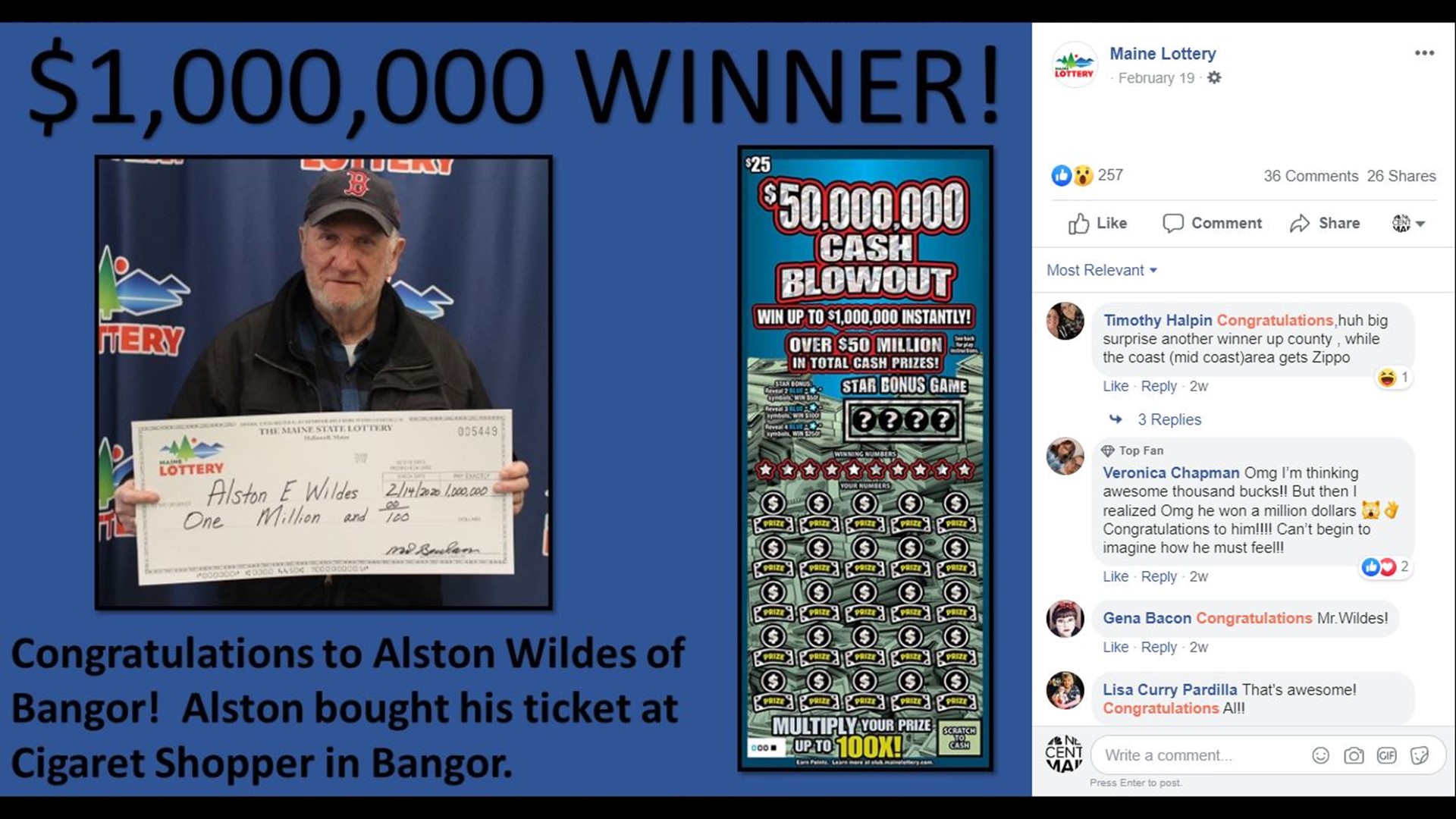 Maine Man Cashes $1 Million Lottery Ticket | Newscentermaine.com