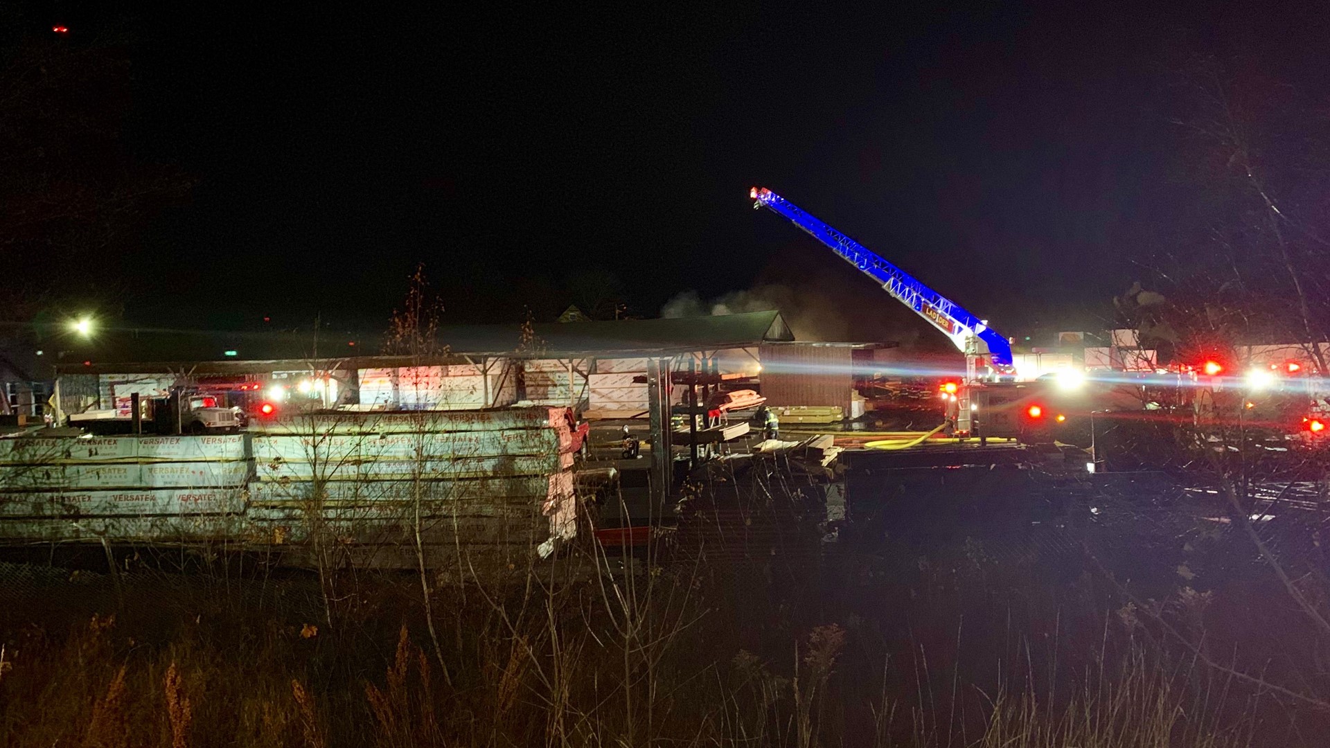 Crews worked throughout the night to get a fire at Eldredge Lumber in Portland under control.
