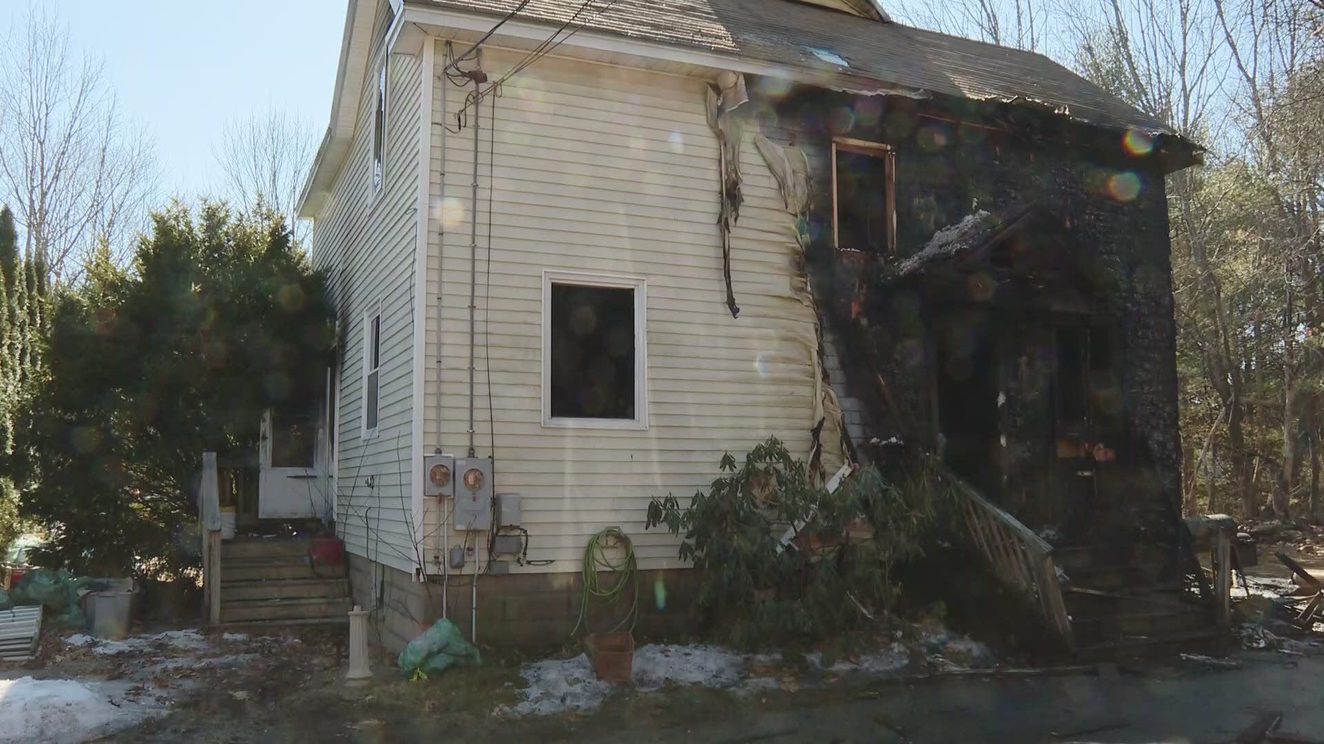 Fire tore through an apartment building on Lilac Lane in Kennebunk Wednesday.