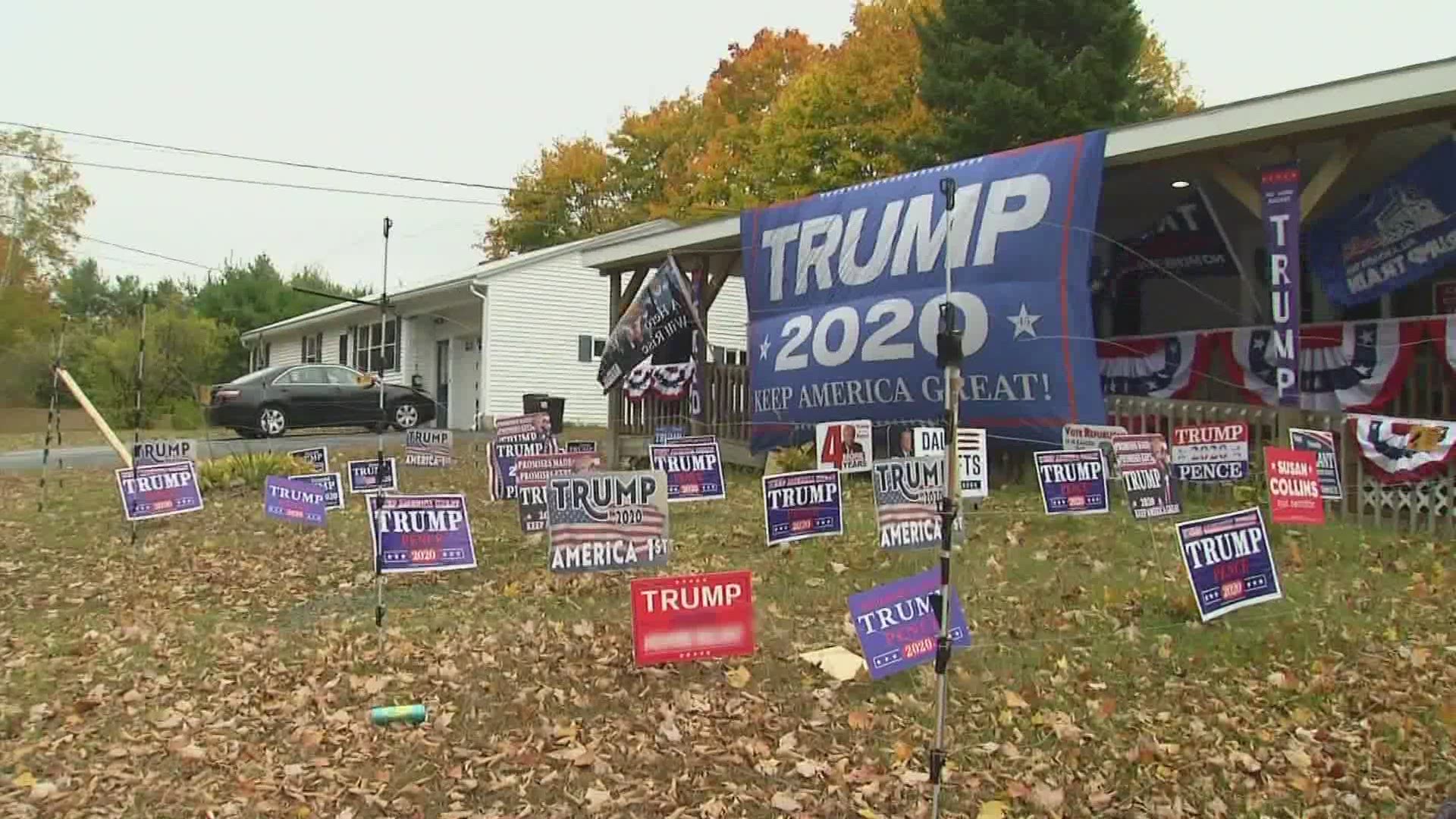 A Trump supporter in Maine had his signs supporting the president stolen this year, so he came up with a BIG solution to that issue.
