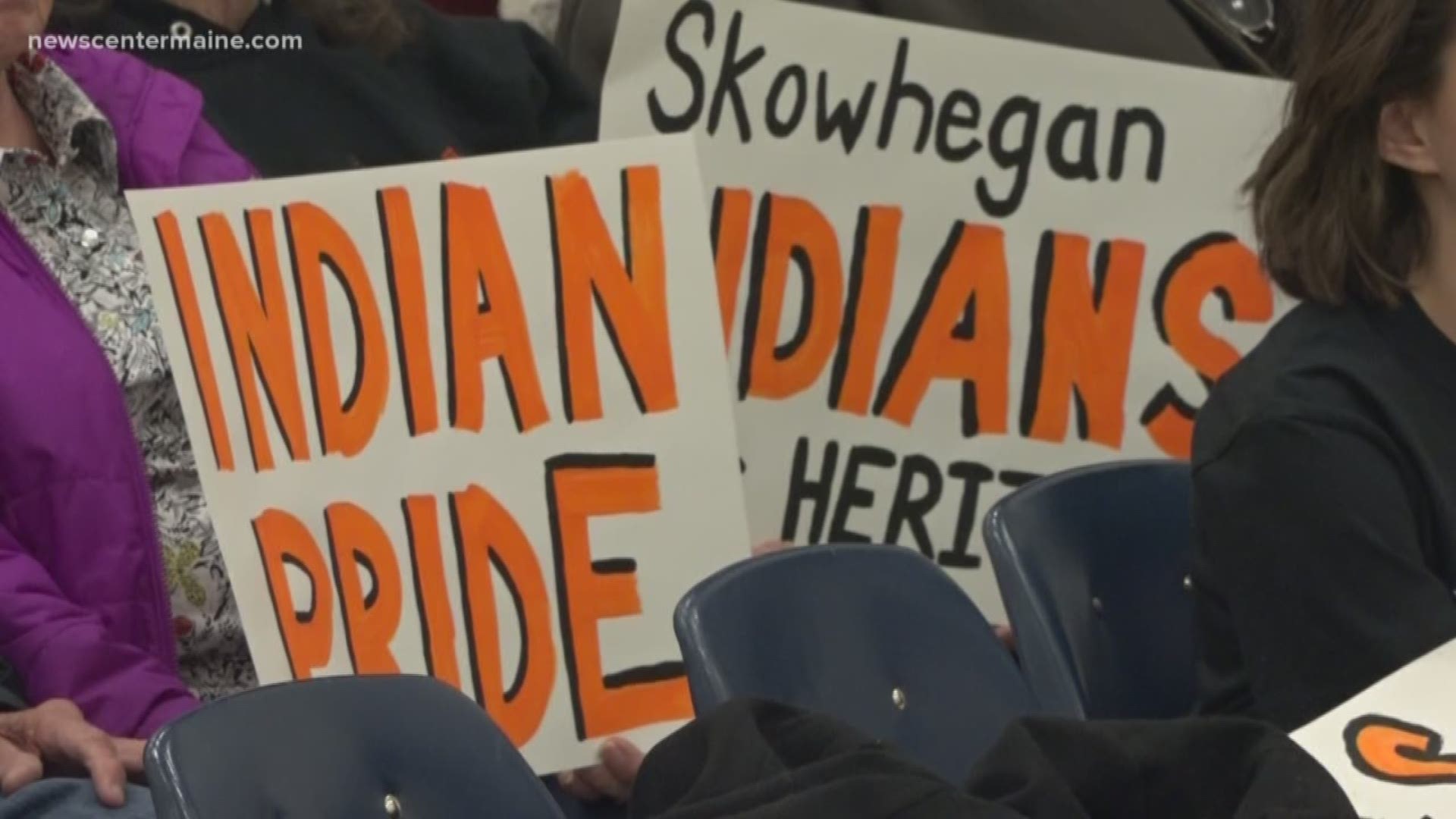 Skowhegan school board discuss "indian" mascot.