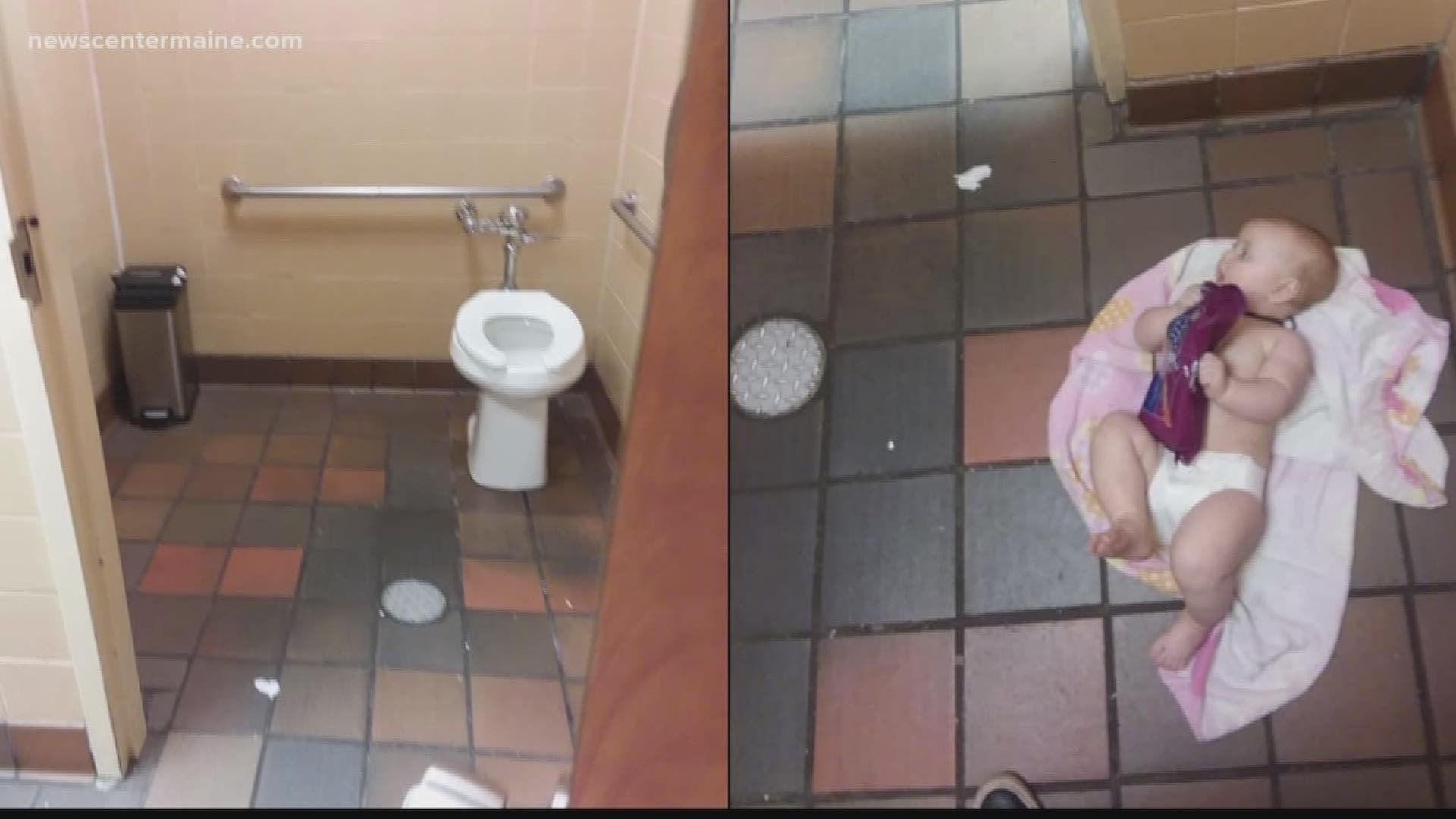 Portsmouth father Chris Mau, snapped photos after he had to change daughter's diapers on restaurant floor.