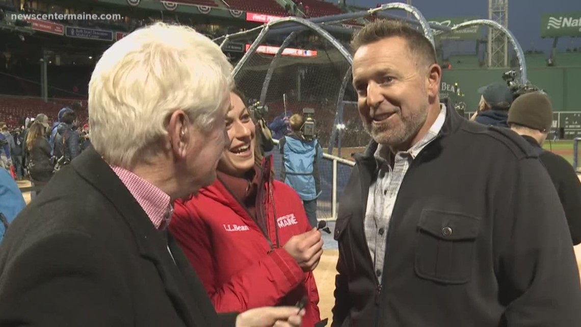 Kevin Millar throws first pitch at Sea Dogs game