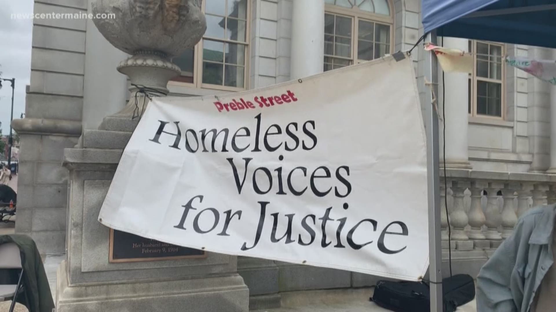 Members of Portland's Homeless Voices for Justice rallied against the chosen Riverton homeless shelter site on Friday.