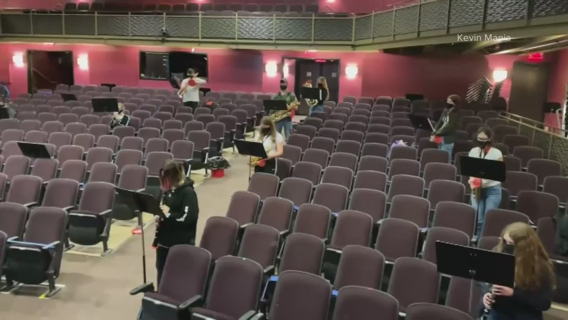 The president of the Maine Music Educators Association says scheduling and facility restrictions at some Maine schools have made indoor rehearsals challenging.