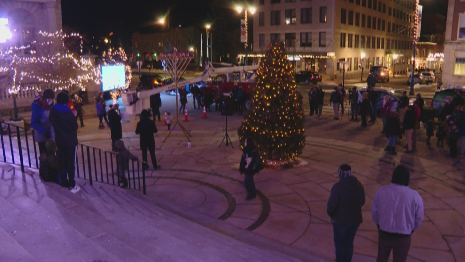 Thursday is the first night of Hanukkah. Portland celebrated with the lighting of the grand Menorah and a parade of cars to City Hall.