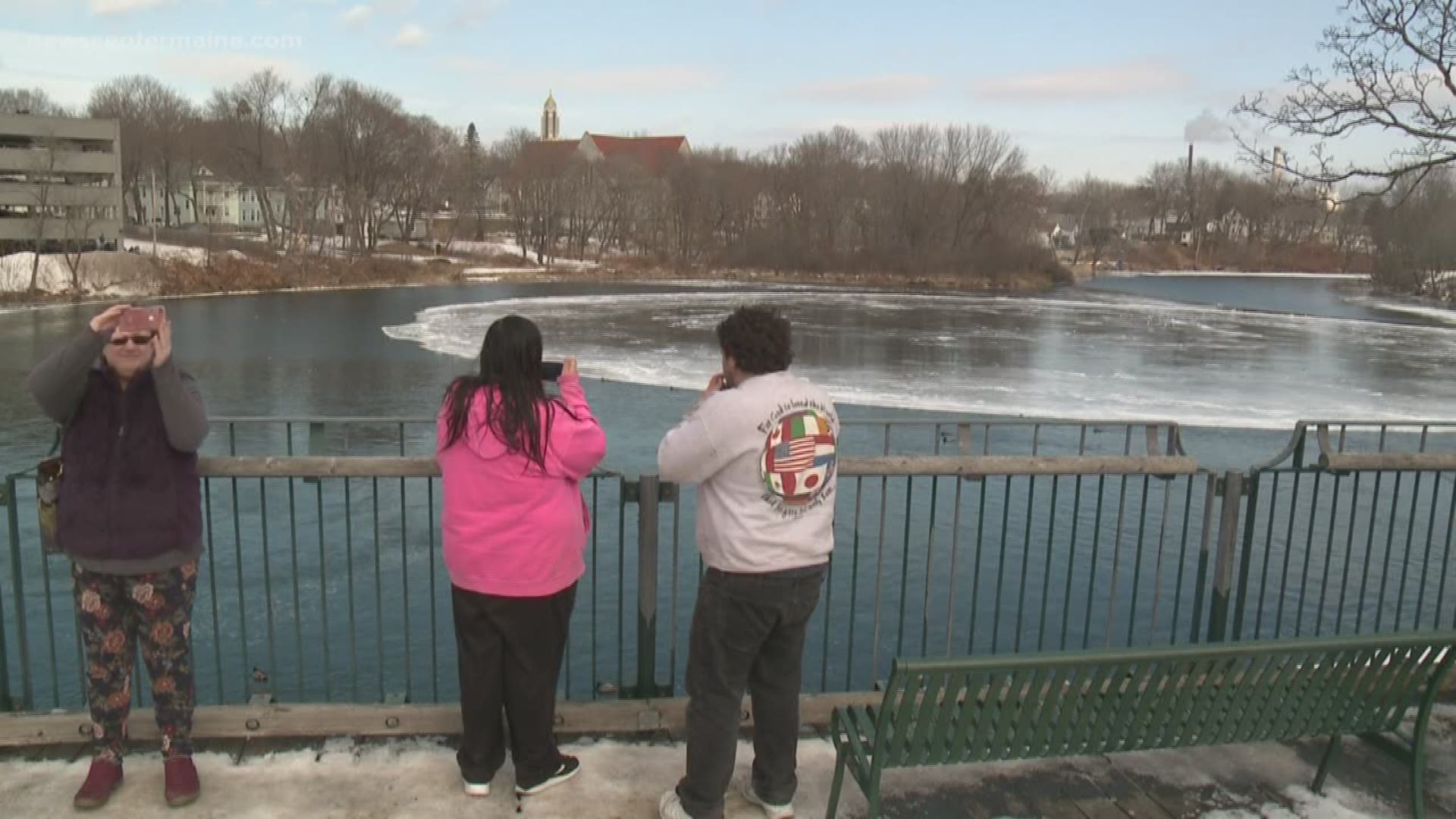 The ice disk in Presumpscot River in Westbrook attracts attention from around the world