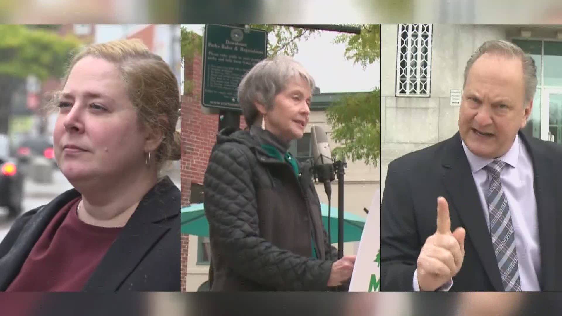 Candidates Lisa Savage, Max Linn and ballot hopeful Tiffany Bond look to connect with Maine voters in a U.S. Senate race with national attention