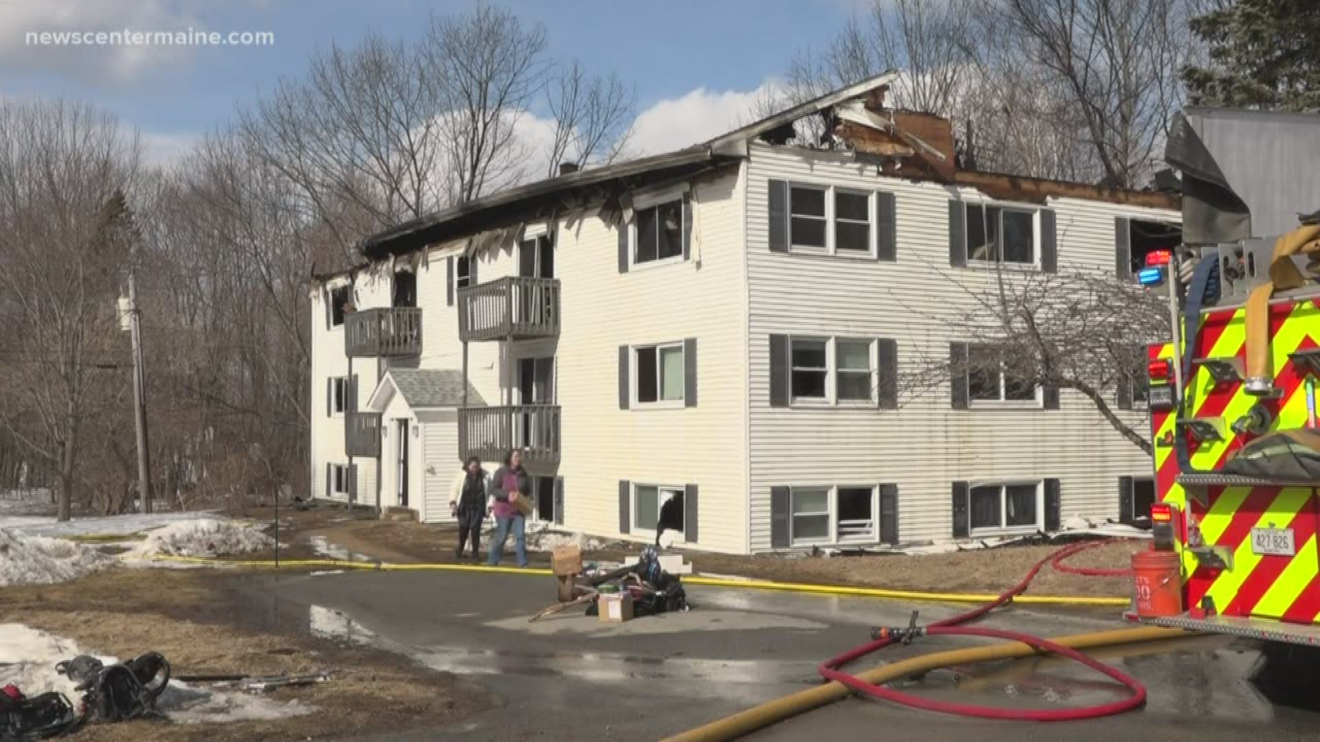 Fire destroys apartment building in Augusta.