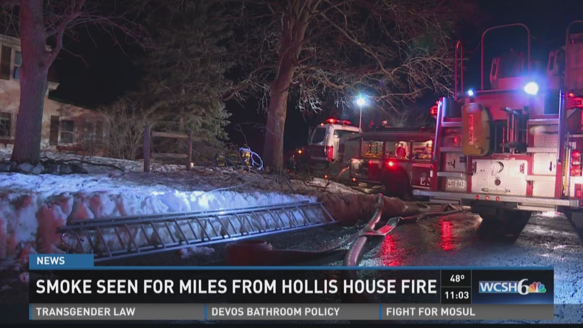 Smoke seen for miles from Hollis house fire