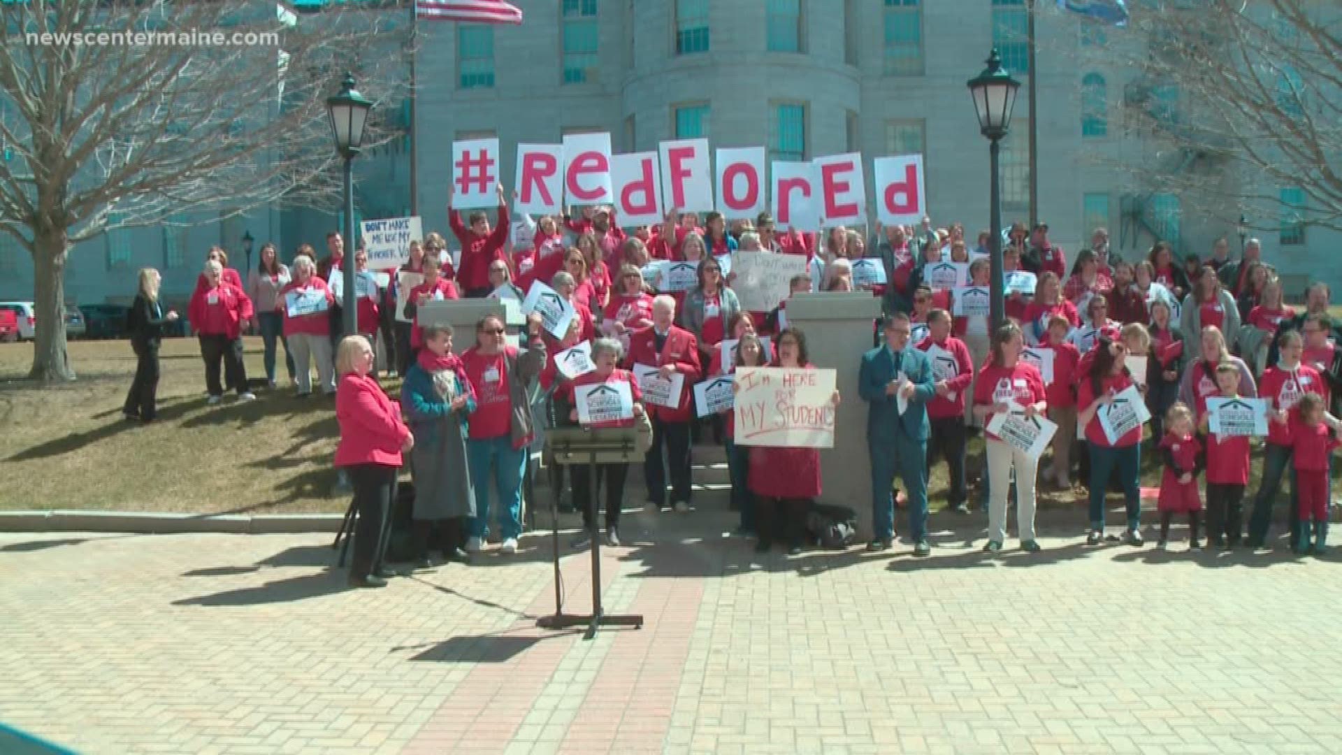 Public employees gathered outside of the State House on Wednesday to push for a bill that would allow them to strike.