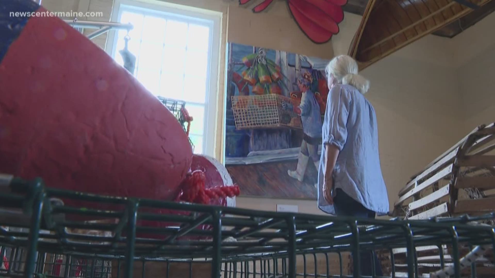 An art exhibit titled Lobstering Women of Maine is open to the public this summer at Penobscot Marine Musuem in Searsport.