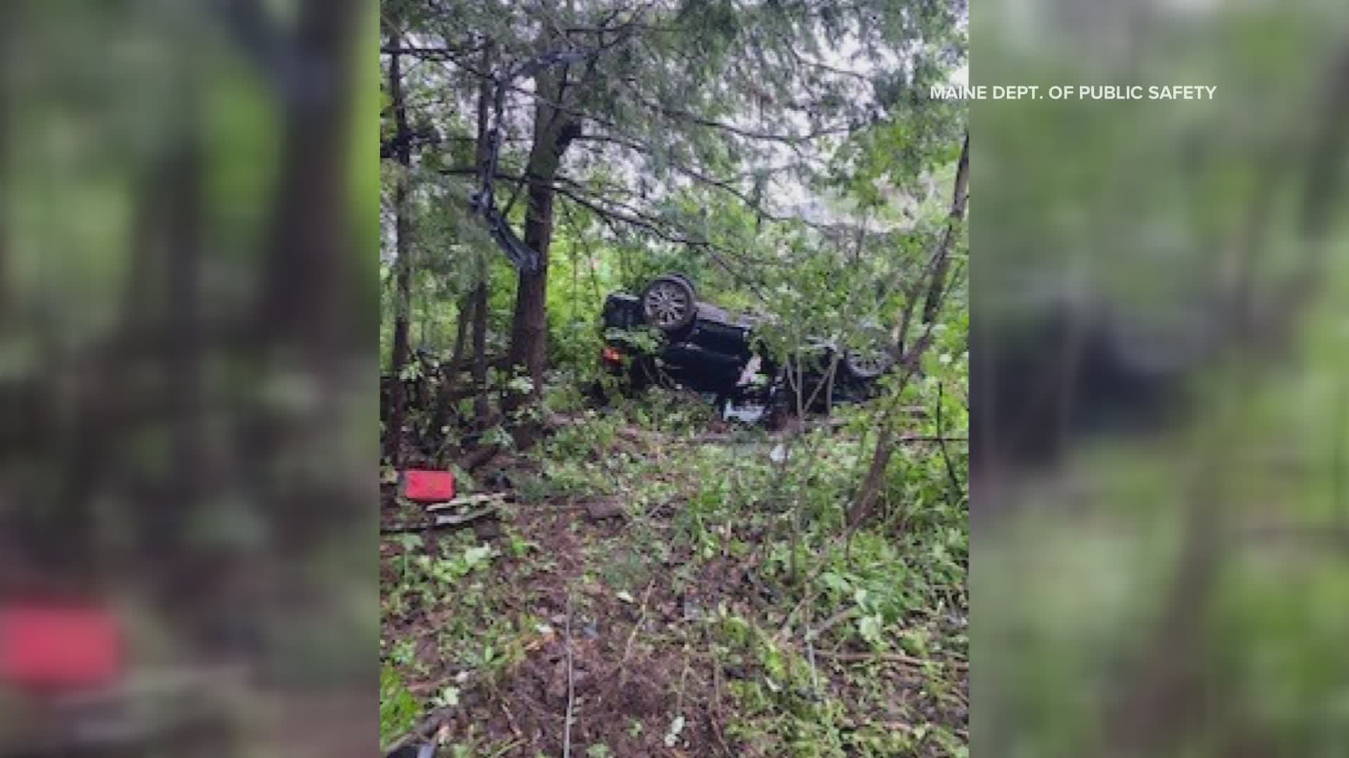 Rescue crews responded to a crash in Biddeford after having to break through a window to pull the driver out.