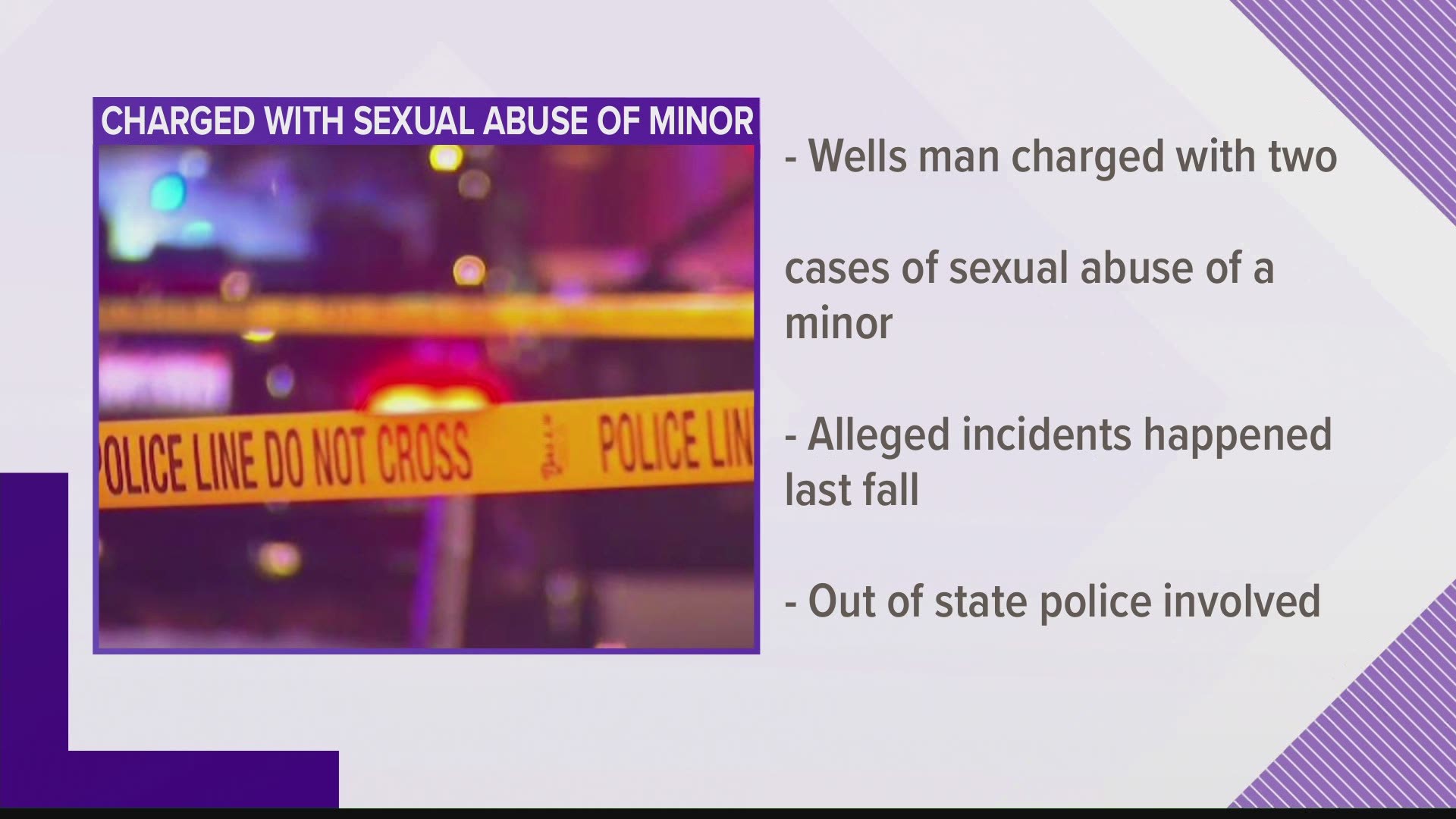 A man from Wells is facing charges of sexual abuse of a minor.