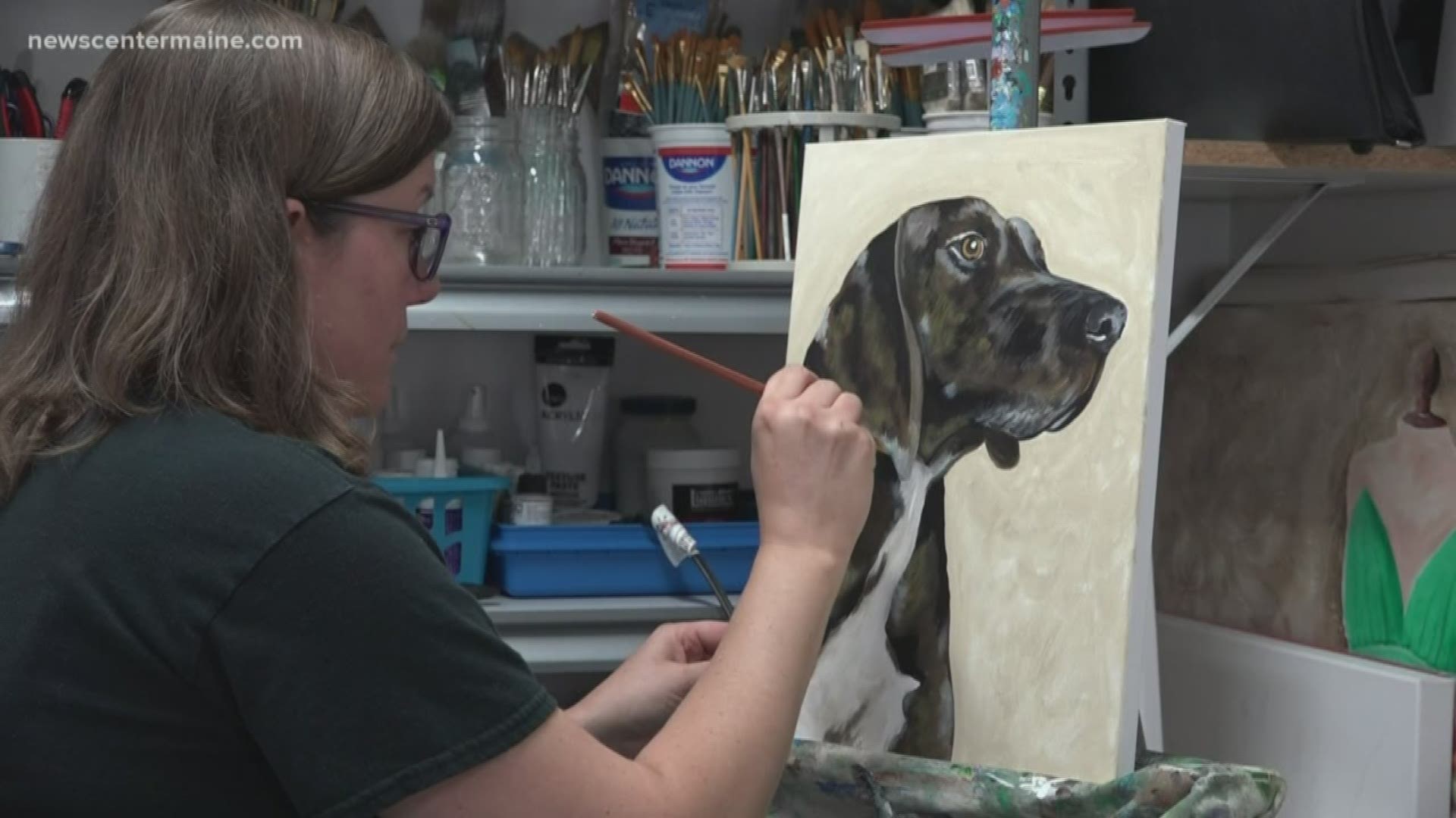 Marie Spaulding of Sidney is selling some of her pet portraits at a benefit for the Waterville Humane Society on Thursday, October 3 from 5:30pm-7pm.