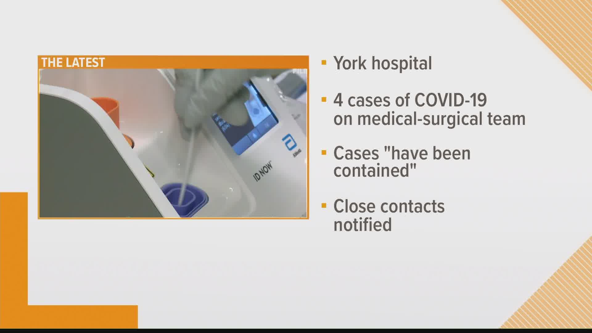 York hospital is working with the Maine C-D-C to investigate a Coronavirus cluster among a surgical team that tested positive.
