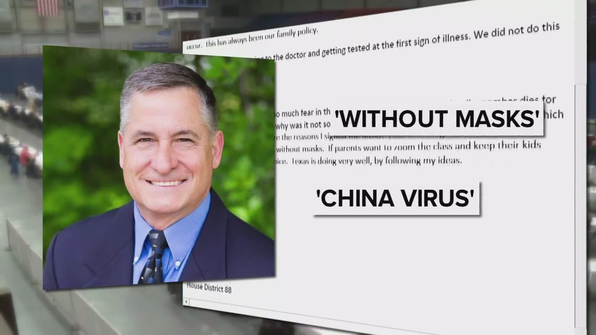 Republican representative Michael Lemelin referred to the coronavirus as the "China Virus" in an email response to Mainer.