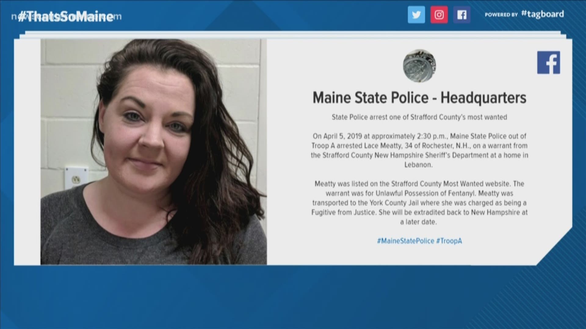 A woman on Strafford County's most wanted list was arrested Friday.